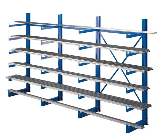 Schulte Kragarmregal-Set K 1000 einseitig | Grundregal | HxBxT 200x375x2x500cm | Tragkraft je Arm 200kg | Enzianblau