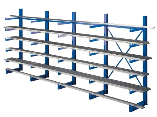 Schulte Kragarmregal-Set K 1000 einseitig | Grundregal | HxBxT 200x500x2x500cm | Tragkraft je Arm 200kg | Enzianblau