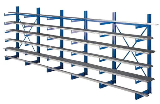 Schulte Kragarmregal-Set K 1000 einseitig | Grundregal | HxBxT 200x625x2x500cm | Tragkraft je Arm 200kg | Enzianblau