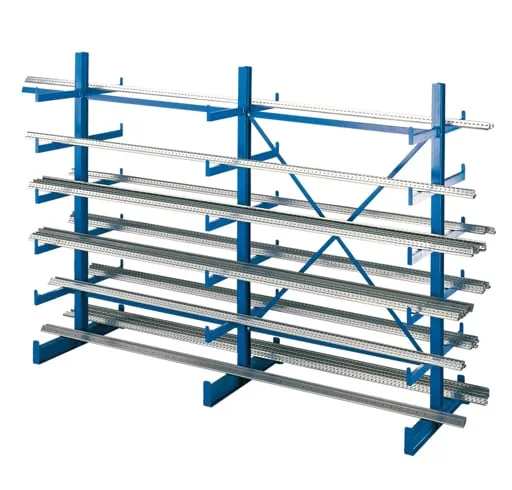 Schulte Kragarmregal-Set K 1000 doppelseitig | Grundregal | HxBxT 200x250x2x500cm | Tragkraft je Arm 200kg | Enzianblau