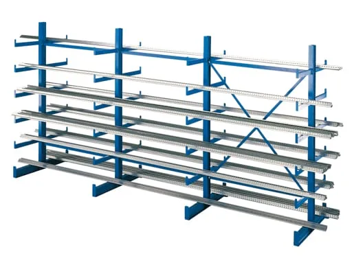 Schulte Kragarmregal-Set K 1000 doppelseitig | Grundregal | HxBxT 200x375x2x500cm | Tragkraft je Arm 200kg | Enzianblau