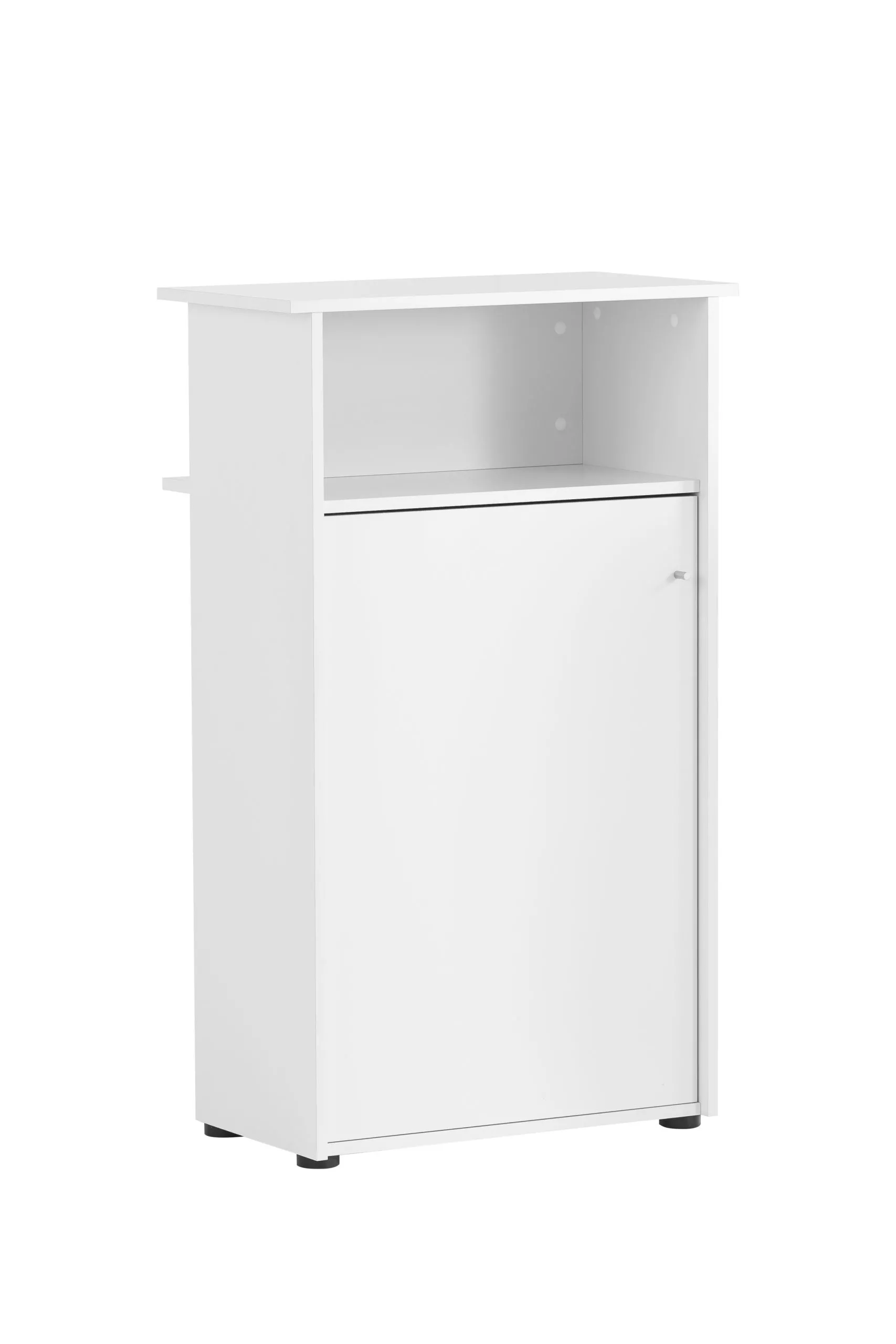 Möbelpartner Empfangstheke Coyote | HxBxT 111x66x44cm | 3 Fächern & 1 Flügeltür | Mattweiß