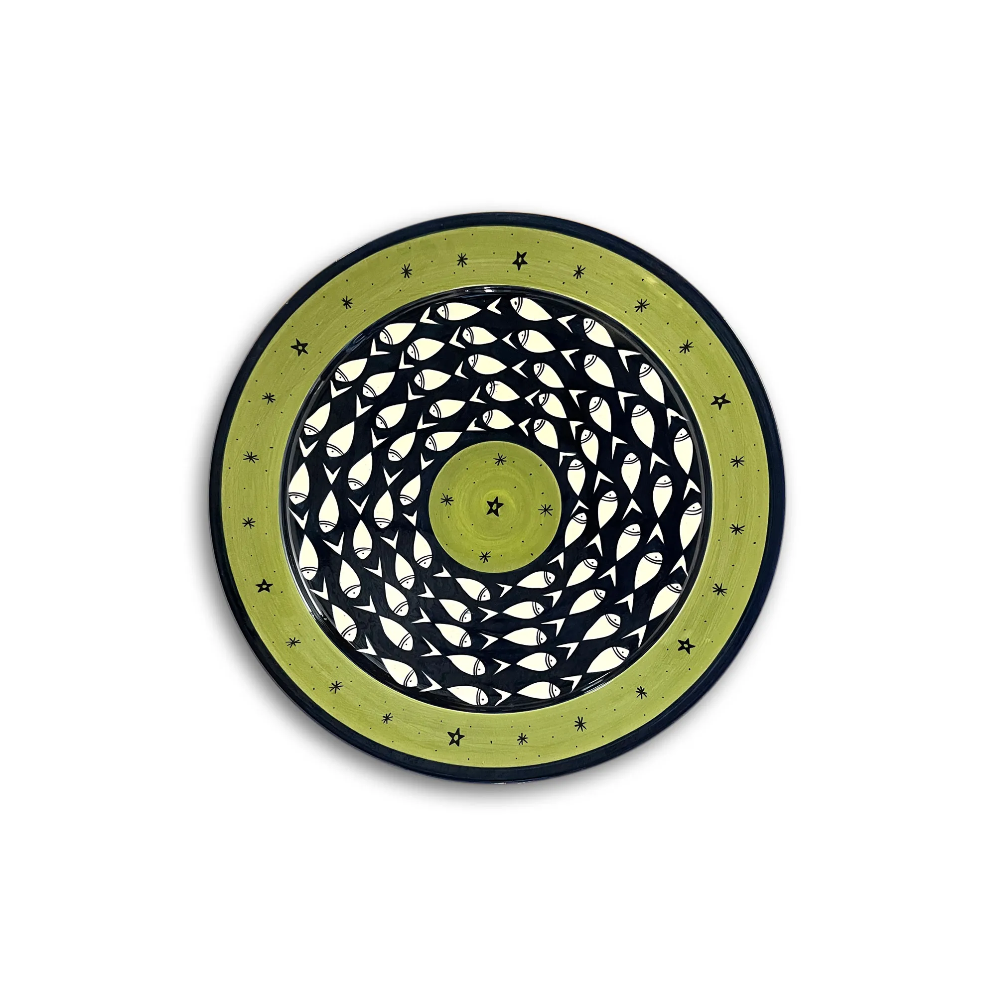 Zierteller 'Fische', grün-blau, Ø 40 cm, H 6 cm