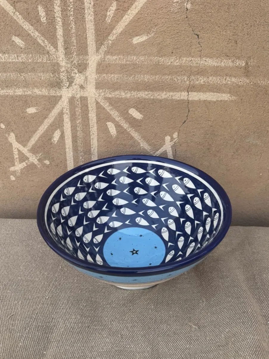 Zierschale 'Fische', Blautöne, Ø 30 cm, H 12 cm