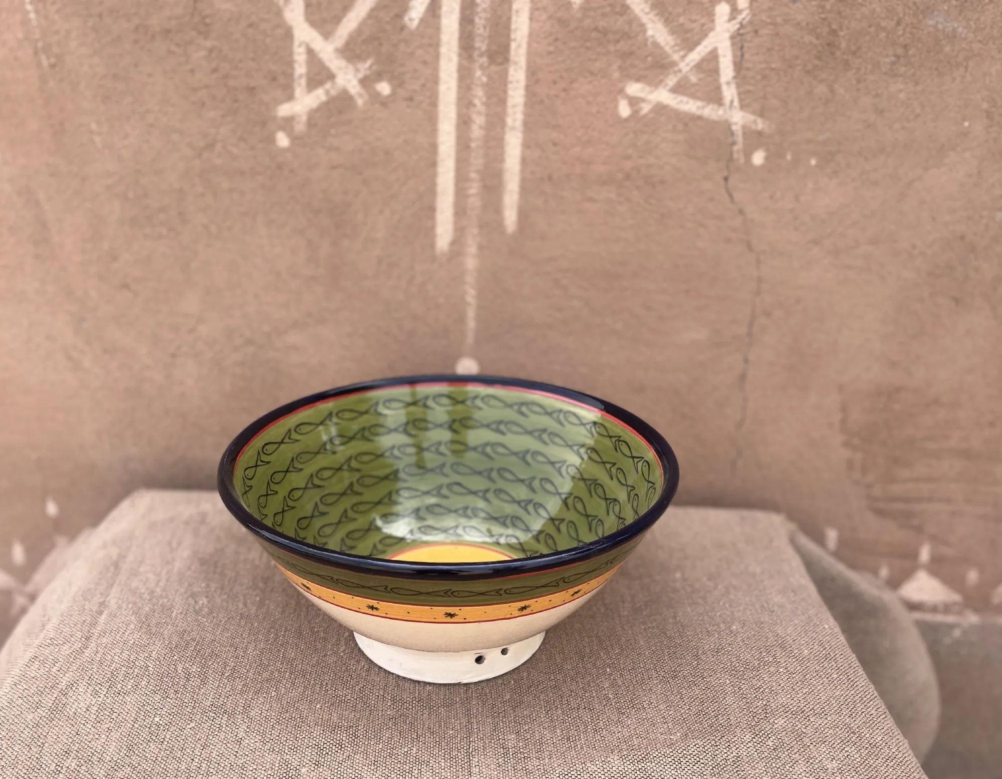 Zierschale 'Fische', grün-blau, Ø 30 cm, H 12 cm