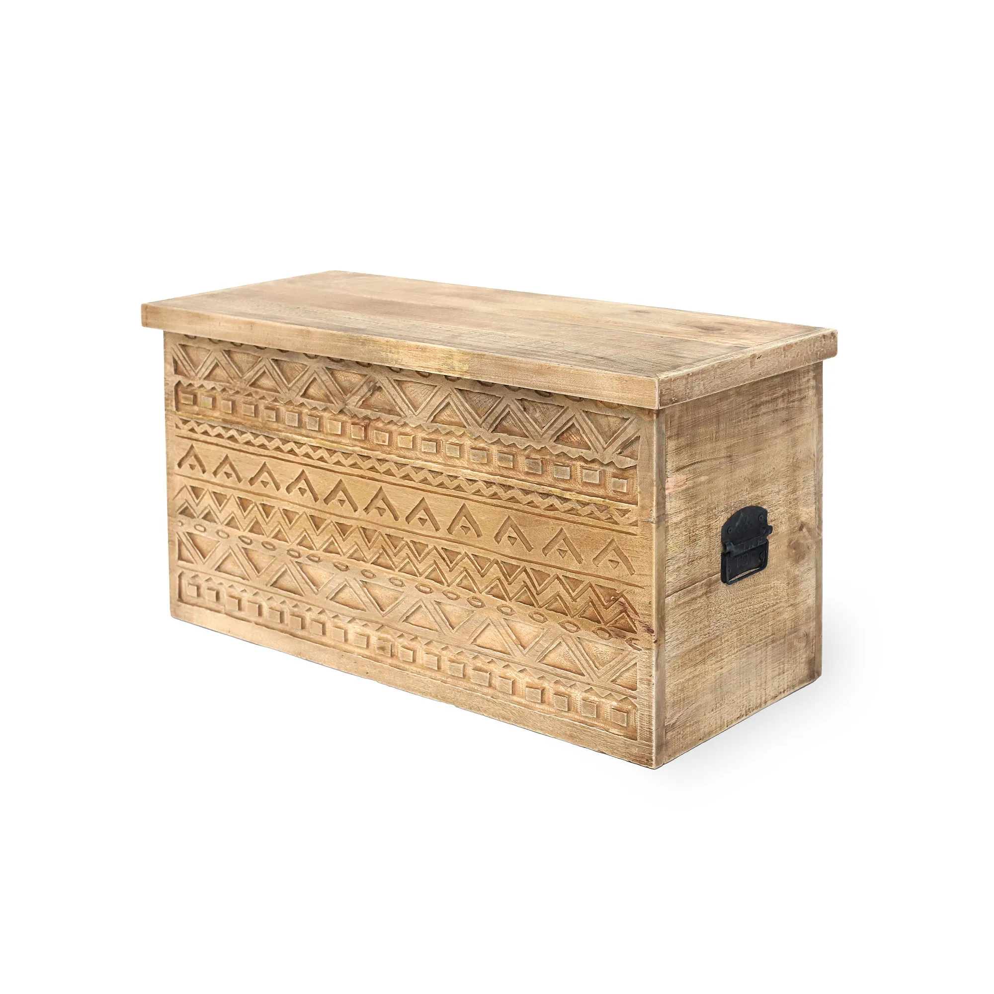 Holztruhe 'Indian Ikat', natur, B 84 cm, H 45 cm, L 35 cm