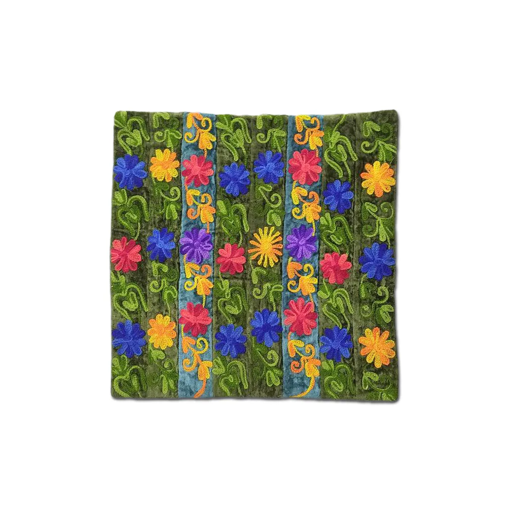 Kissenhülle 'Blumen' grün-multicolor, B 50 cm, L 50 cm