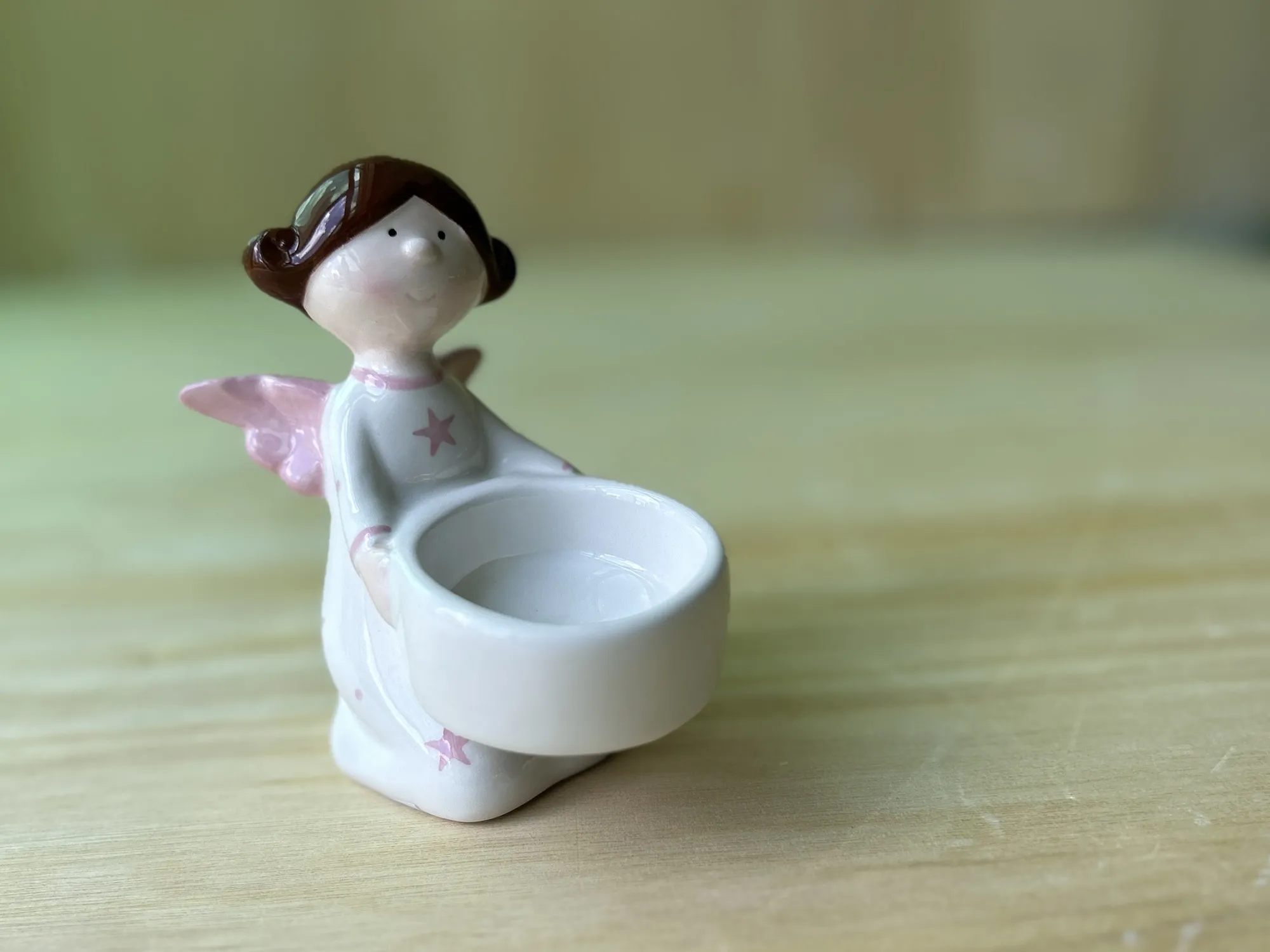 Teelichthalter 'Engel', weiß, rosa, H 11,8 cm, B 10 cm, L 6 cm