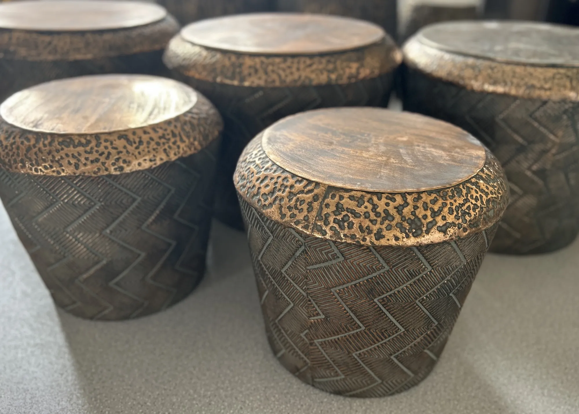 2er-Set Metallhocker 'Marissa', antik gold