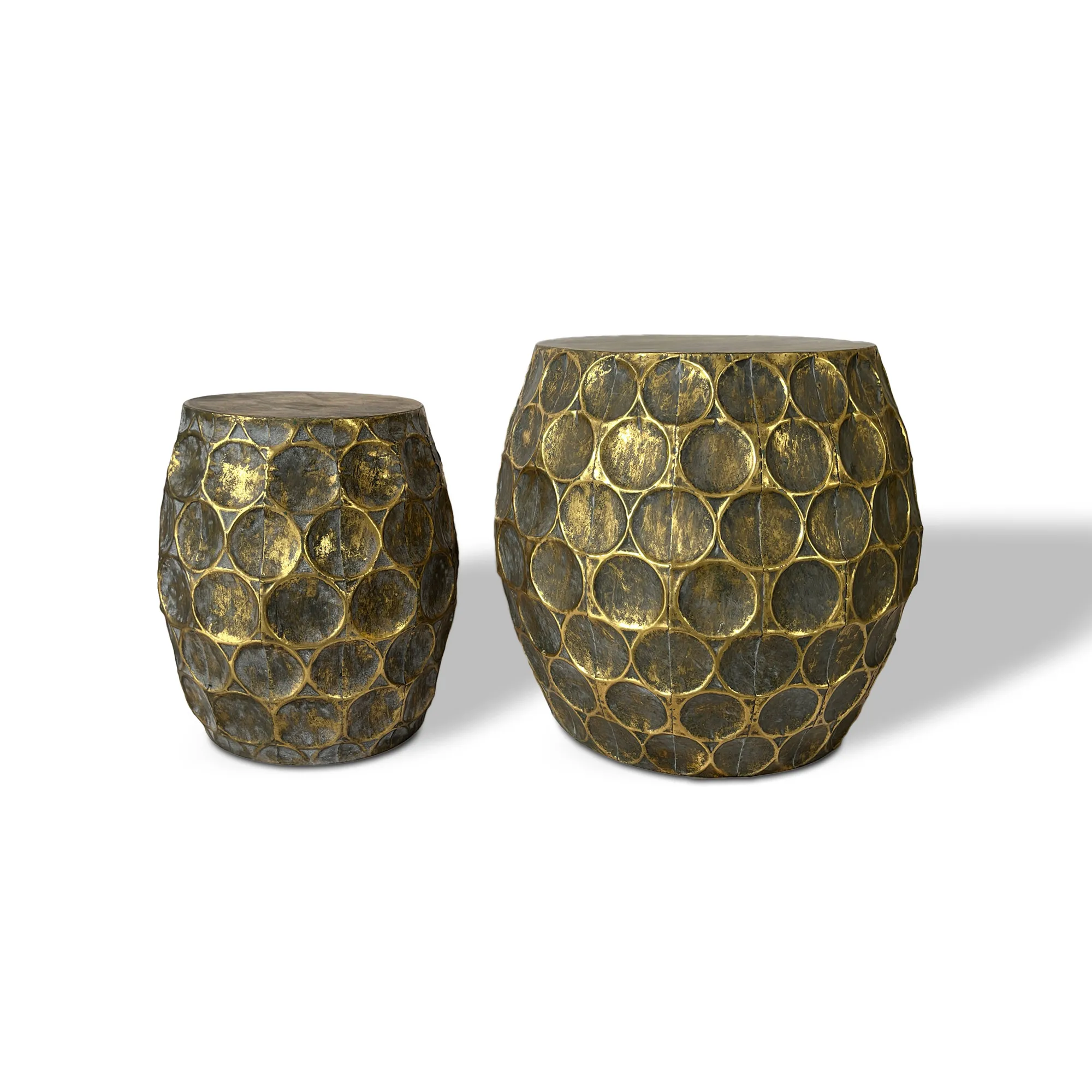 2er-Set Metallhocker 'Juliana', antik gold