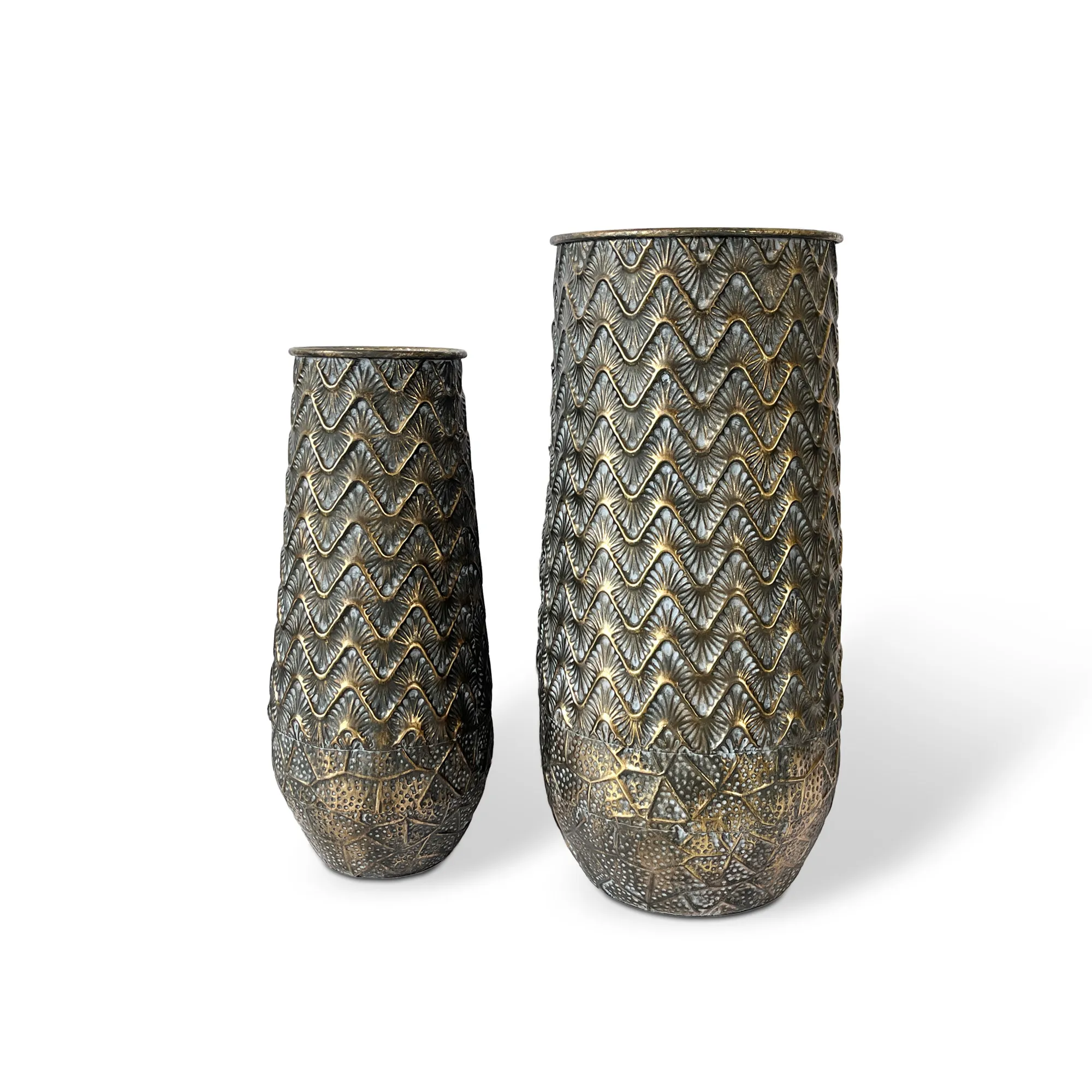 2er-Set Metallvasen 'Adelina', antik gold