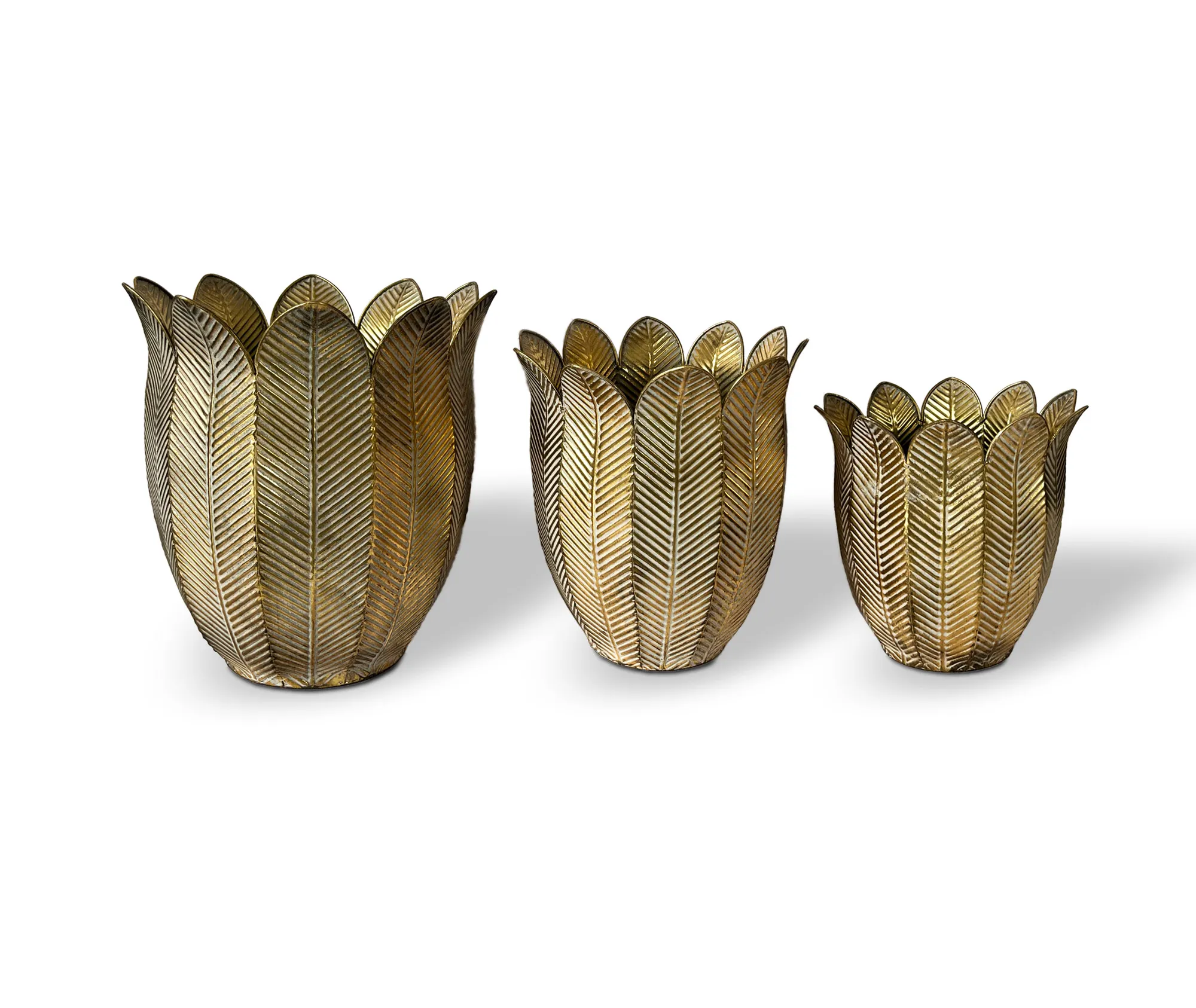 3er-Set Metall-Übertopf 'Amara', antik gold