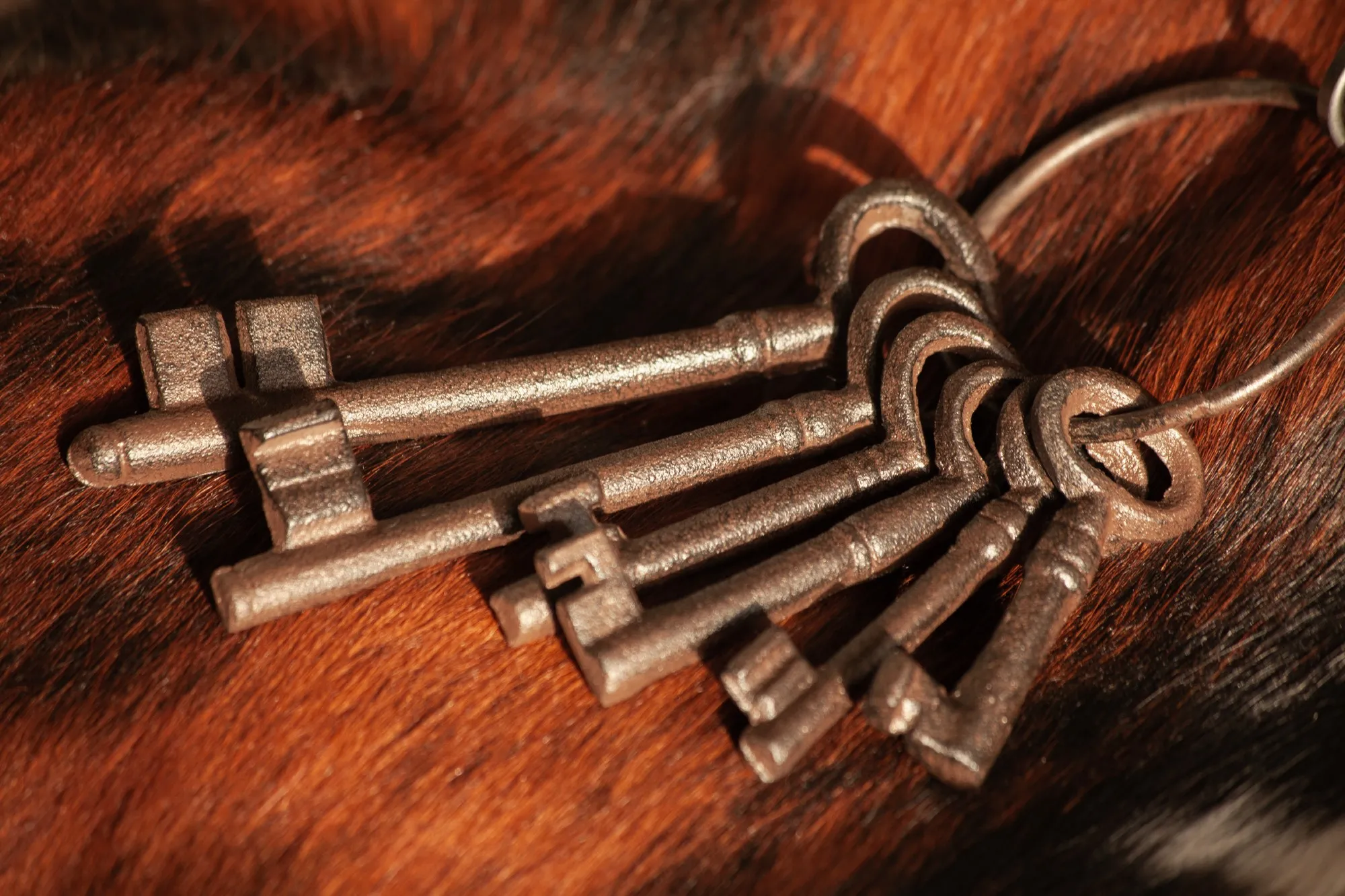 Schlüsselbund aus Gusseisen, H 19 cm, B 10 cm, L 3 cm