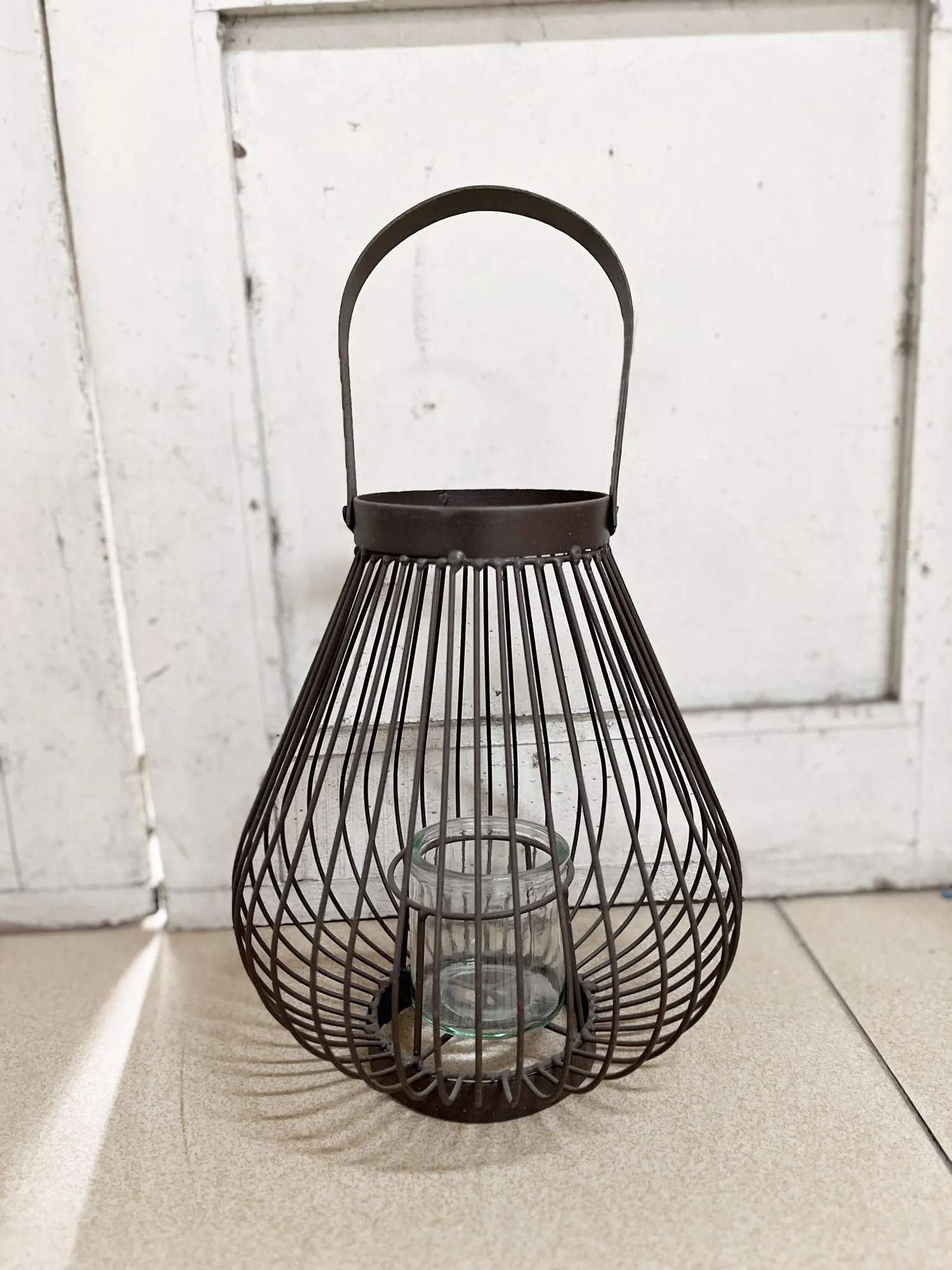 Windlicht 'Wire' mit Griff, aus Metall, Ø 24 cm, H 27 cm