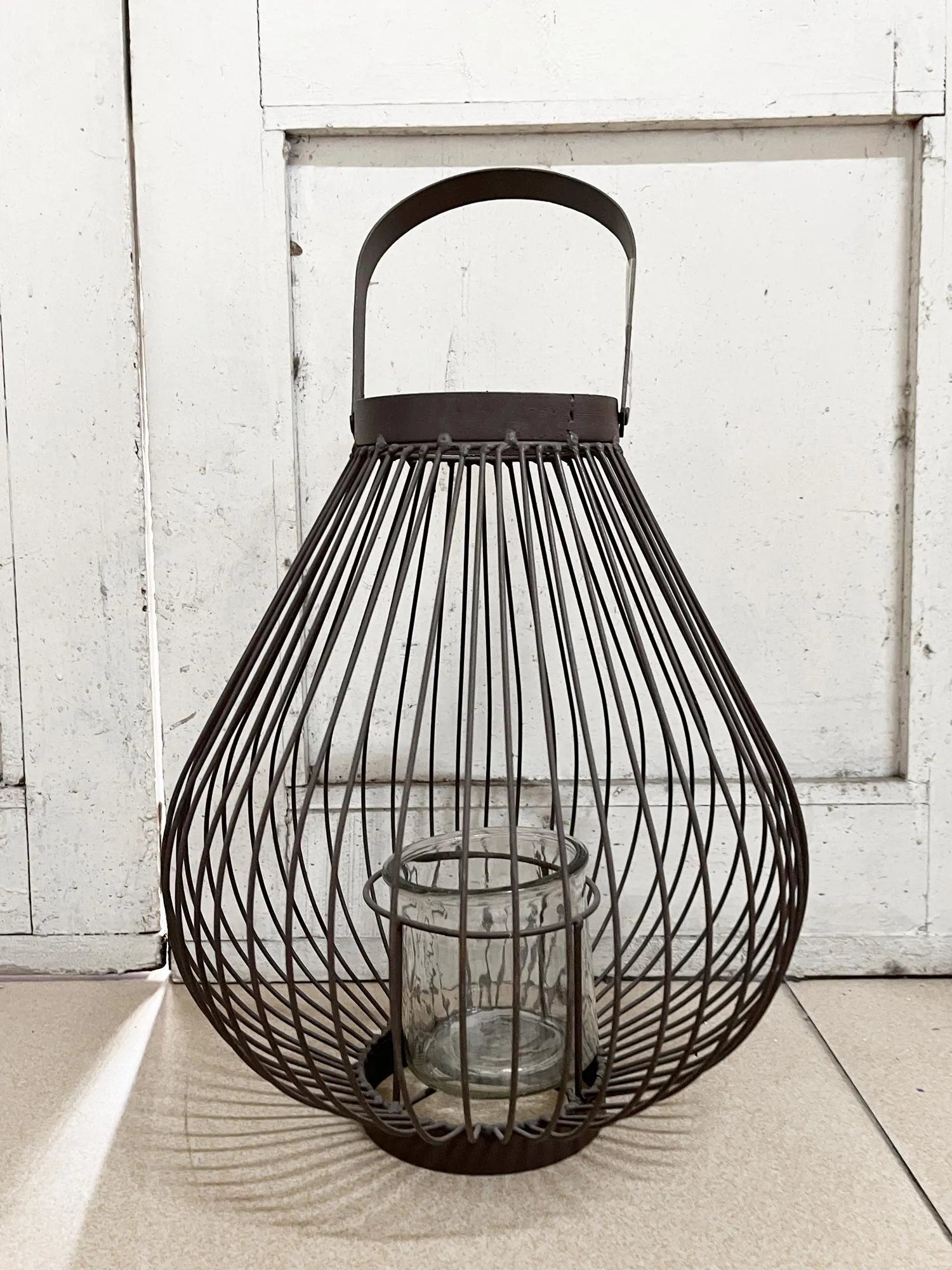 Windlicht 'Wire' mit Griff, aus Metall, Ø 30 cm, H 34 cm