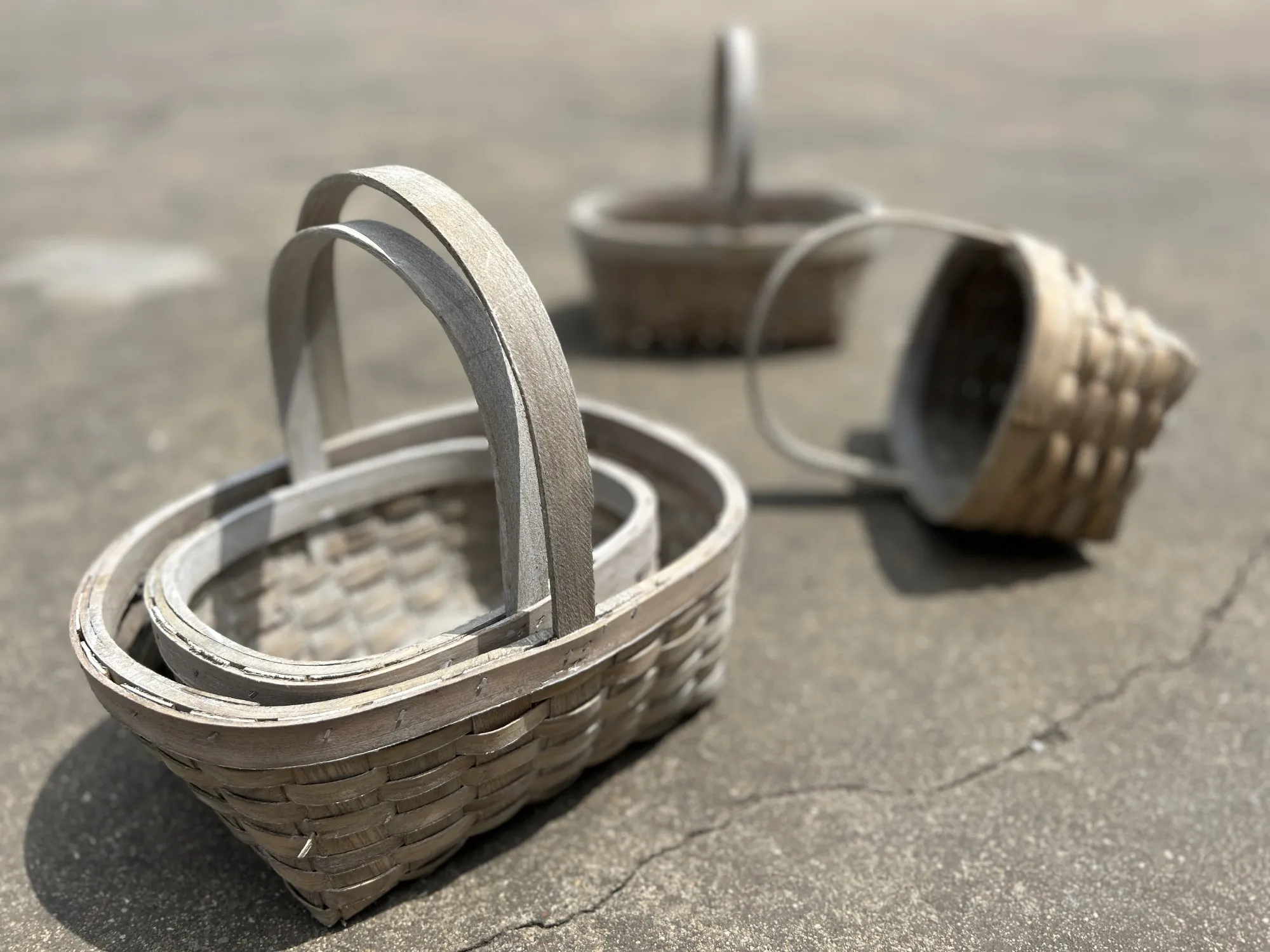 2er-Set Holzkorb 'Claire', mit Griff, geflochten