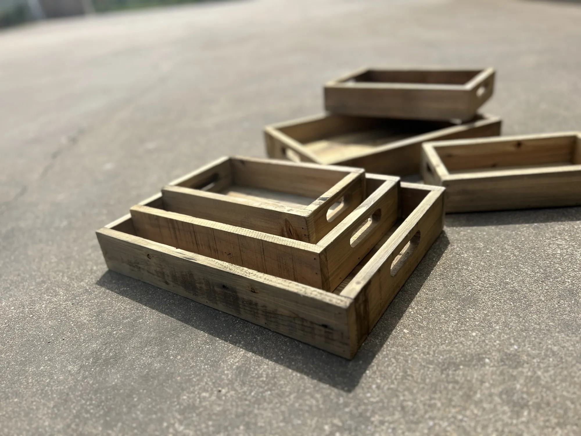 3er-Set Holztablett mit Griff