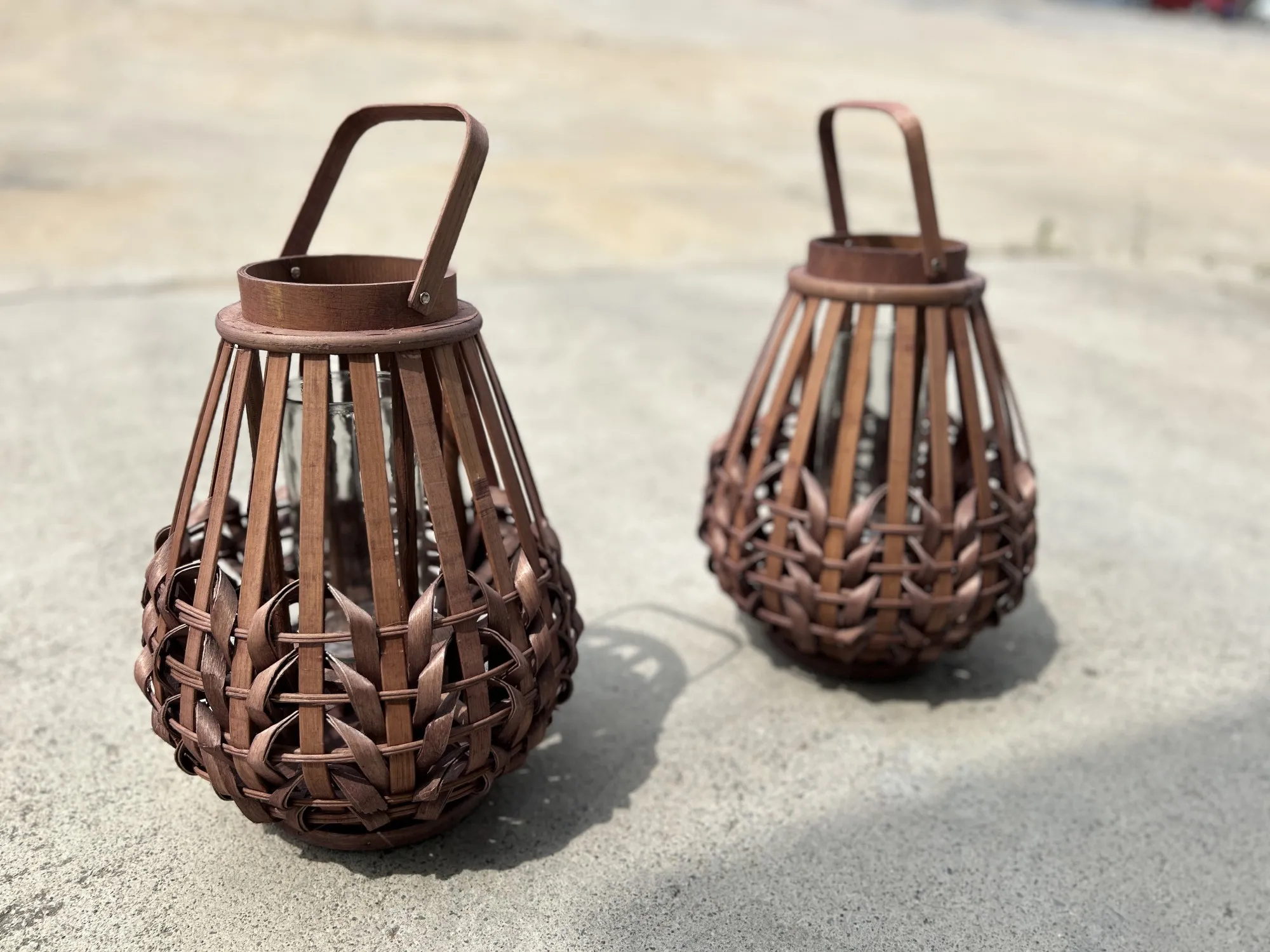 Windlicht aus Bambus, braun, Ø 31 cm, 40 cm