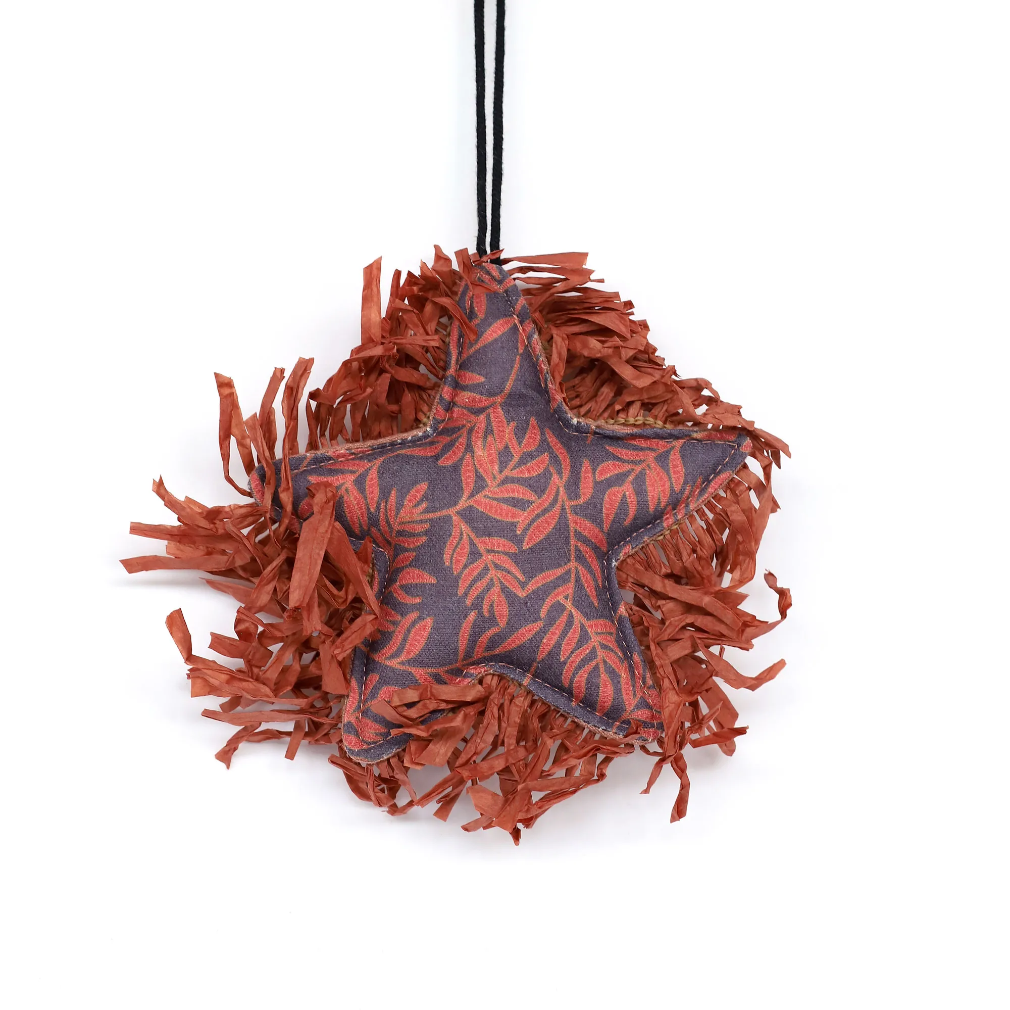 Textil-Anhänger 'Stern'  mit Fransen, rostrot, Ø 15 cm, L 3 cm