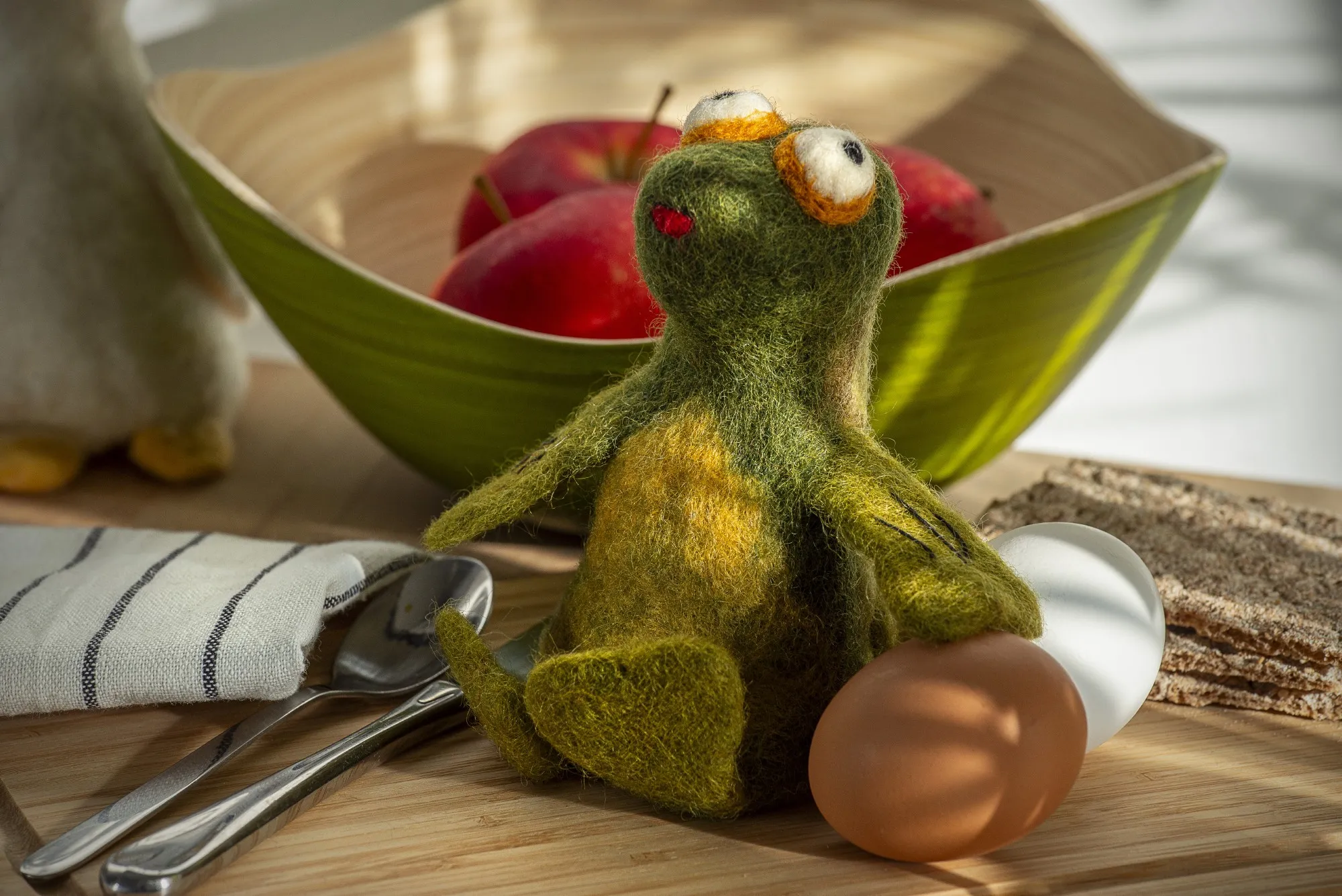 Eierwärmer 'Schildkröte' aus Filz, grün, H 14 cm, Ø 8 cm