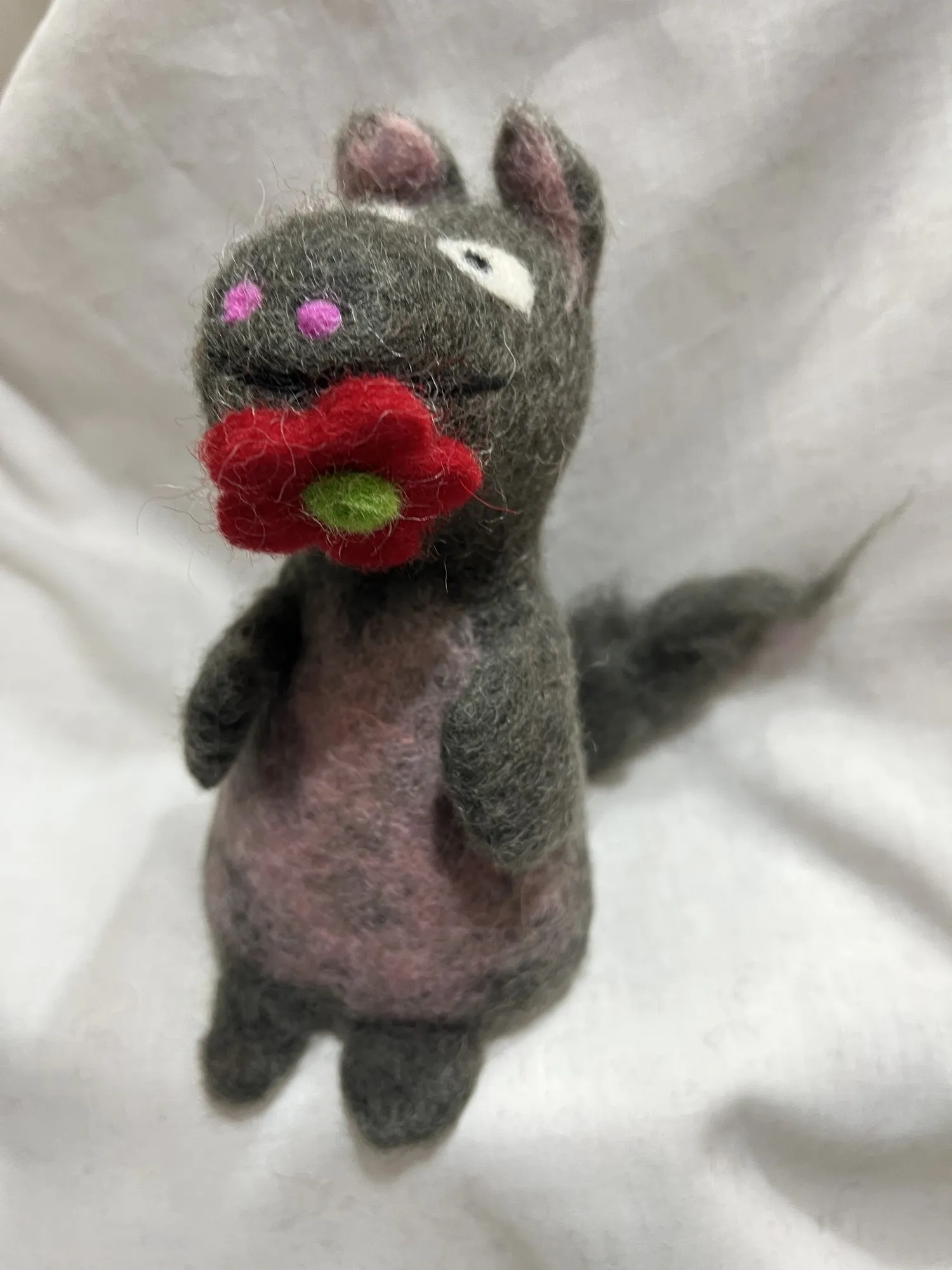 Eierwärmer 'Nilpferd' aus Filz, grau, rosa, H 15 cm, Ø 8 cm