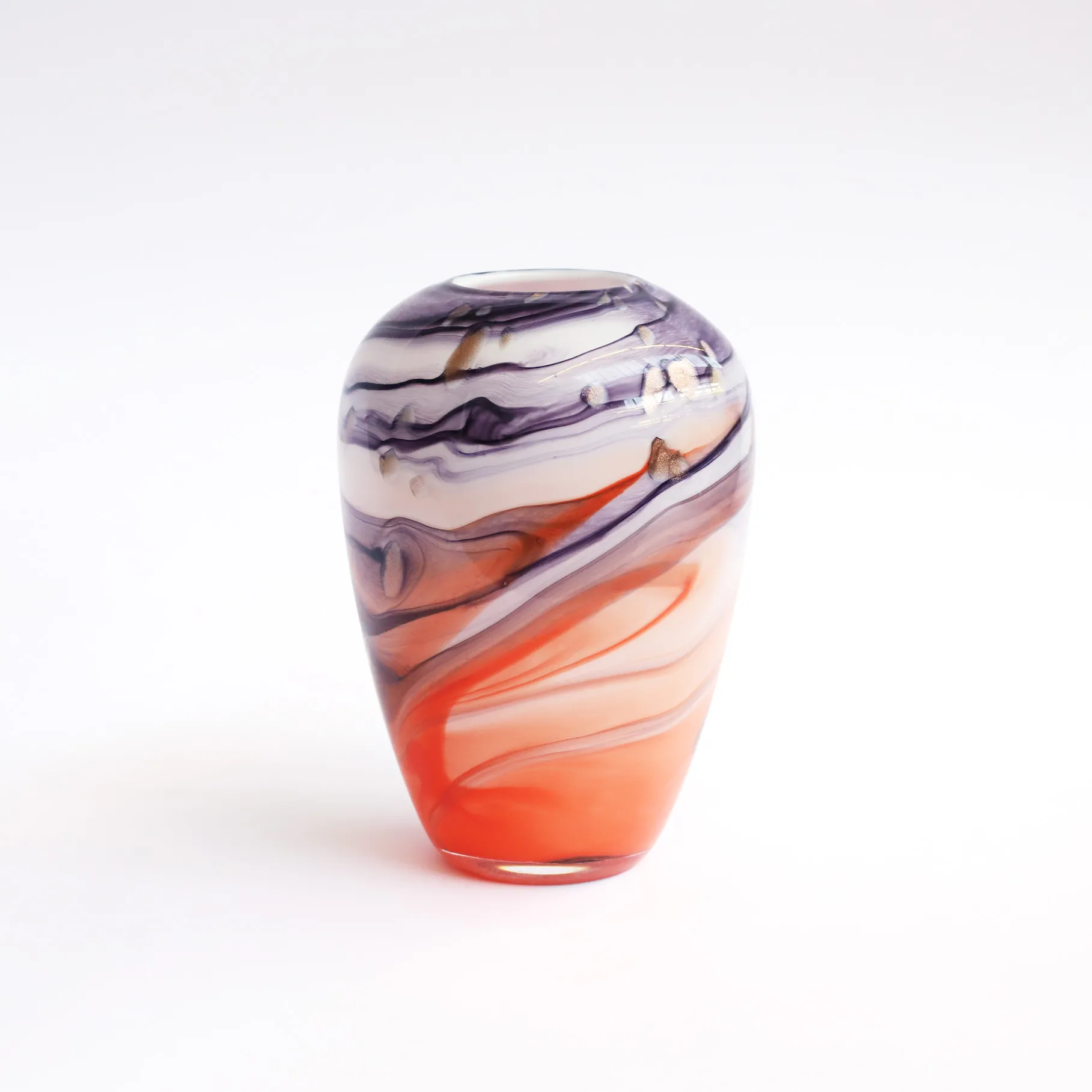 Glasvase 'Sunset', blau-orange, Ø 15 cm, H 23 cm