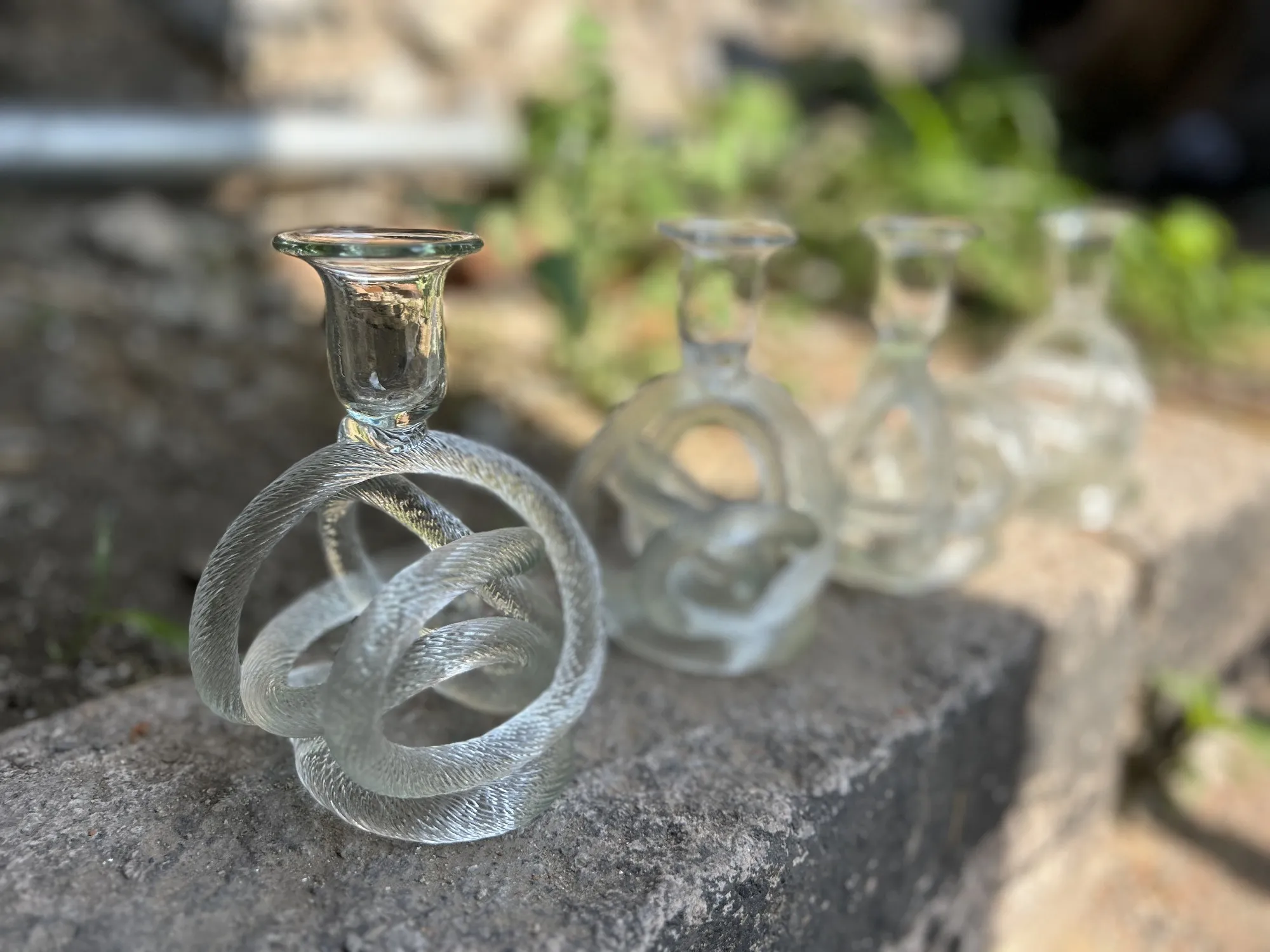 Kerzenhalter 'Knot' aus Glas, H 15 cm, Ø 11 cm