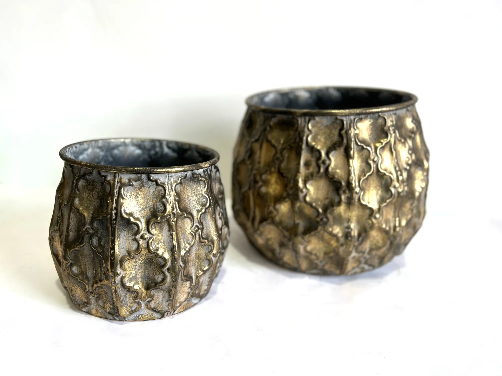 2er-Set Übertopf 'Wellinie', antik gold