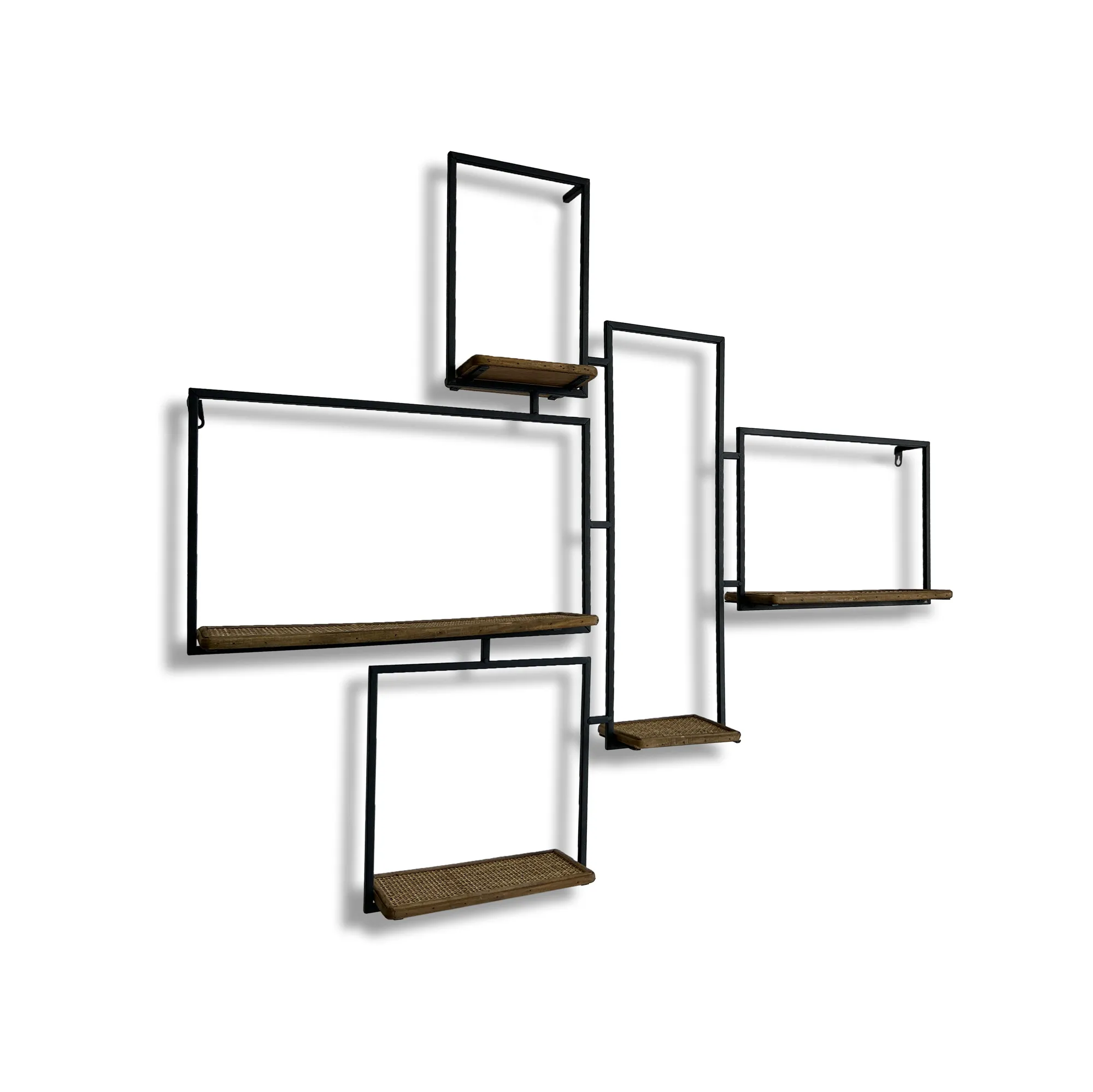 Wandregal 'Ralotouis', aus Metall und Rattan, B 115,5 cm, T 13,5 cm, H 95,5 cm