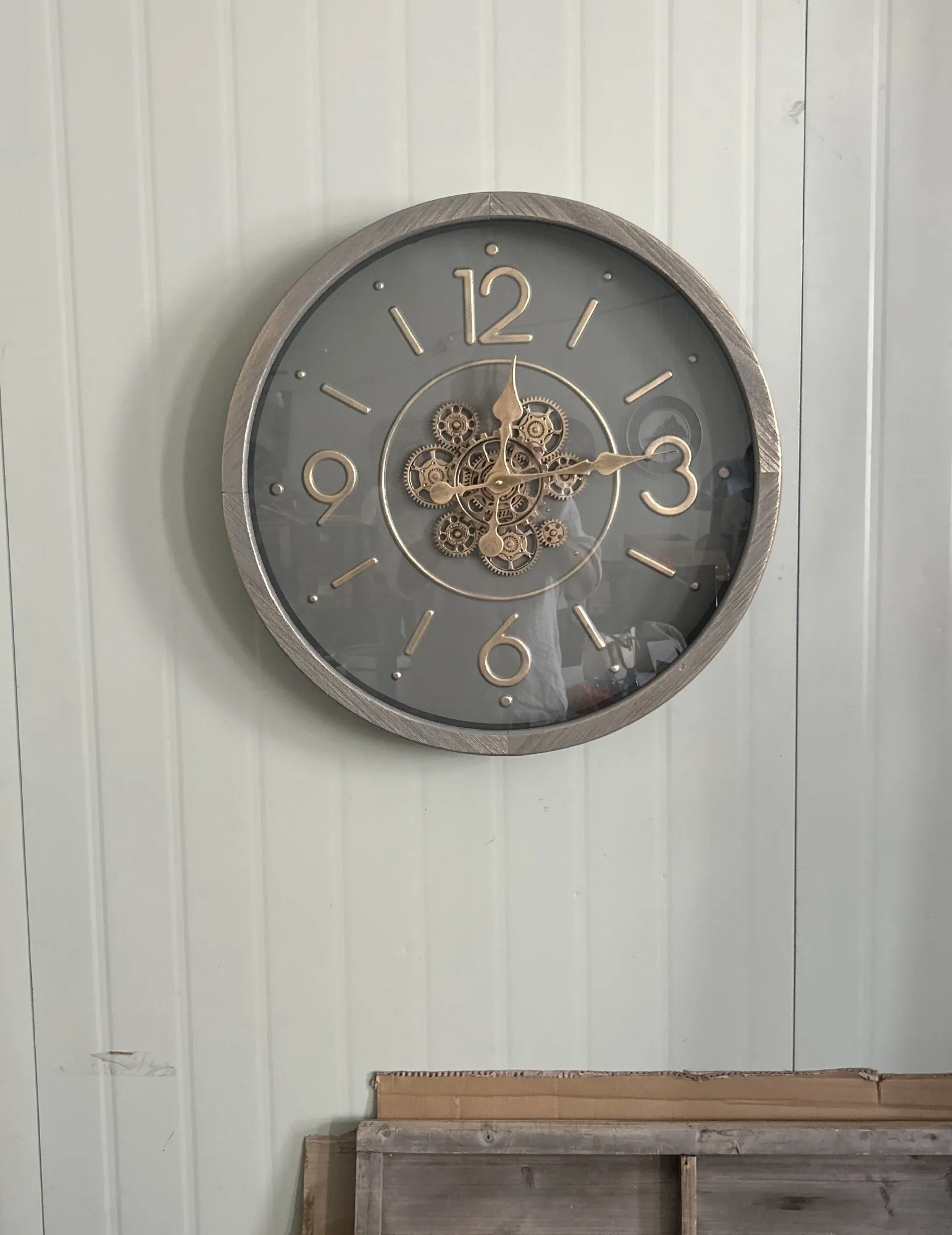 Wanduhr 'Bendter' grau, gold, Ø 63,5 cm, 8 cm