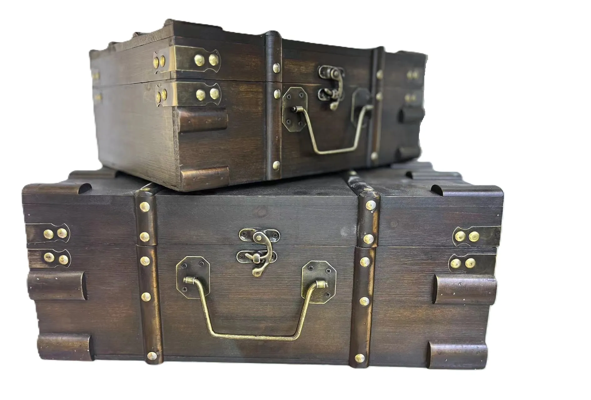 2er-Set Holztruhe 'Nara', braun, gold