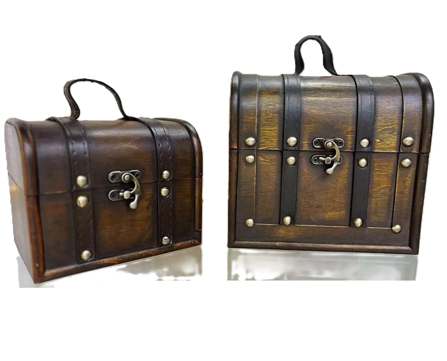 2er-Set Holztruhe 'Kai', braun, gold