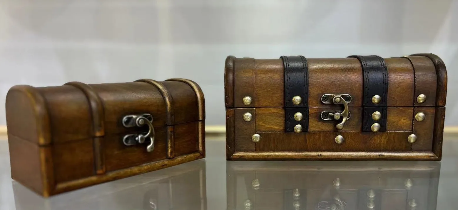 2er-Set Holztruhe 'Ivy', braun, gold