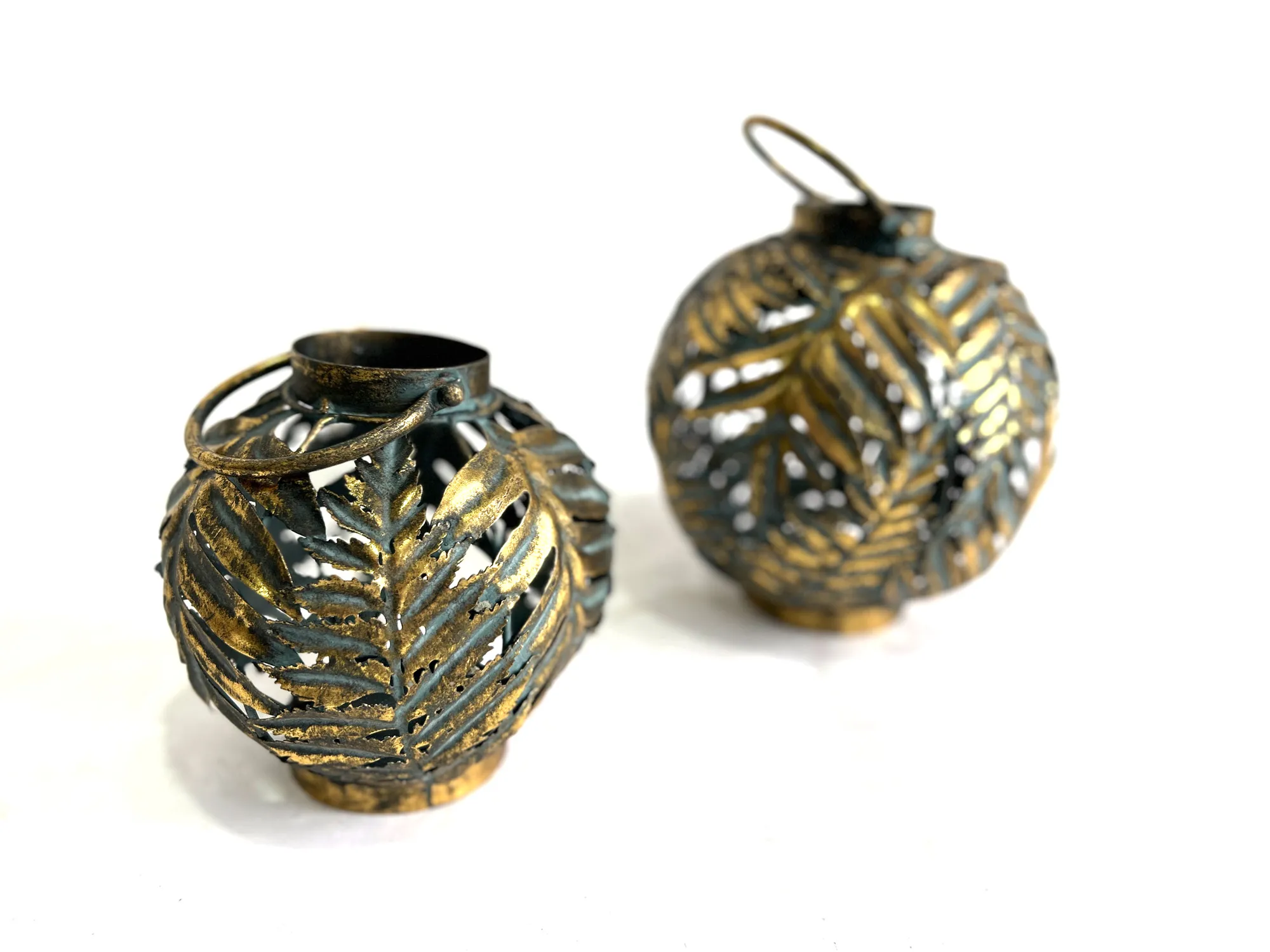 Laterne 'Fern', antik gold, Ø 25 cm, H 25 cm