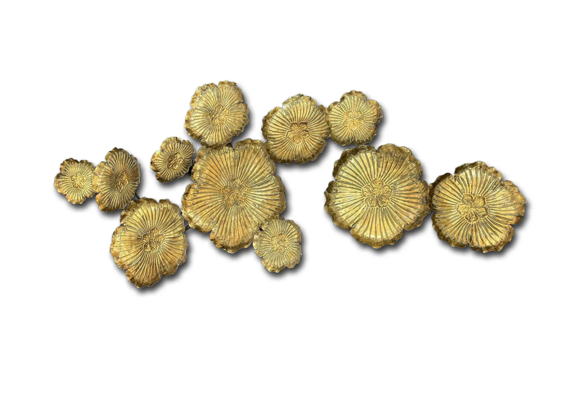 Wandornament 'Flowers' aus Metall, gold, B 171 cm, H 72 cm, T 8,5 cm