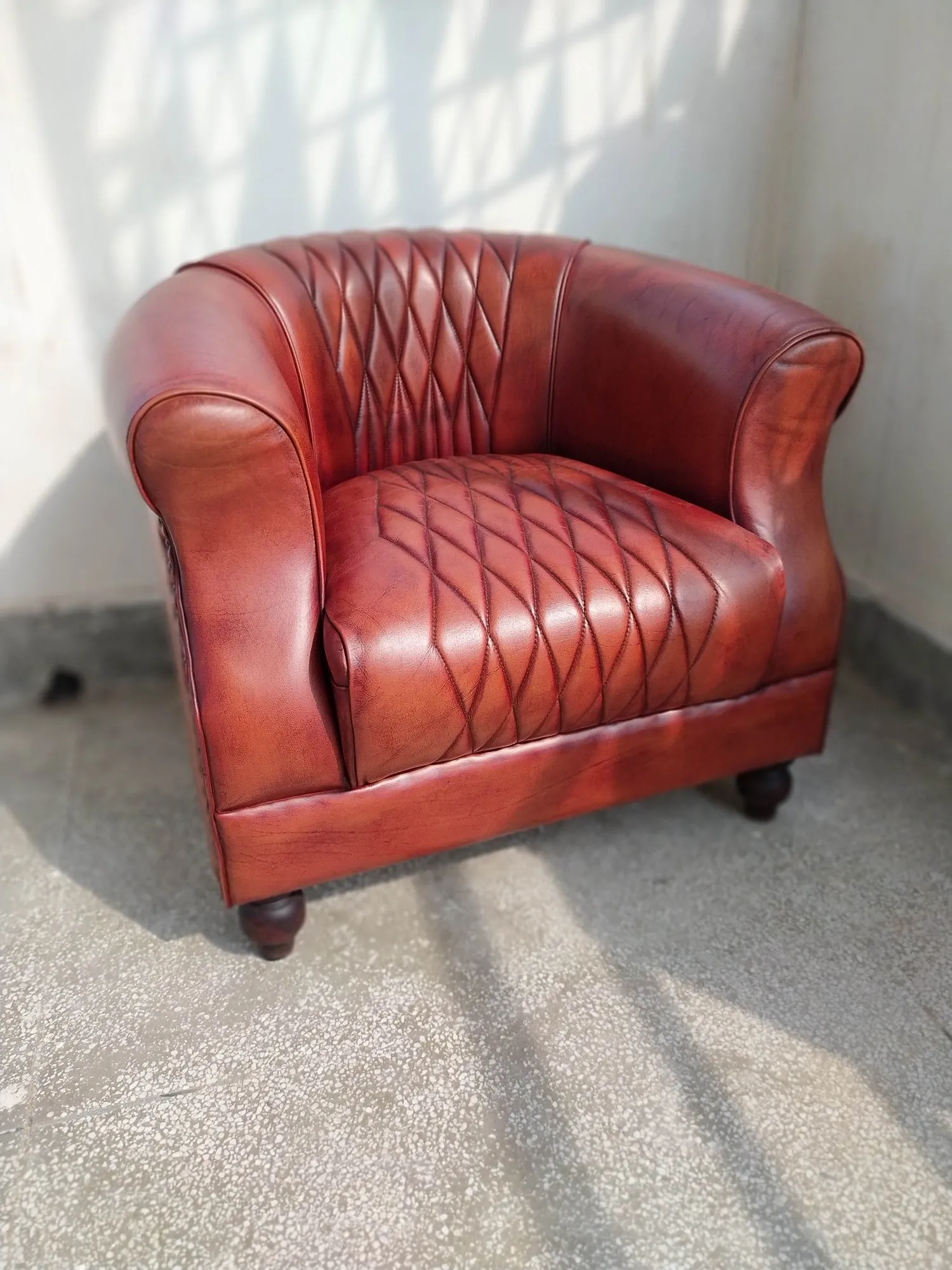 Ledersessel 'Harrington', rotbraun, B 80 cm, L 86 cm, H 72 cm