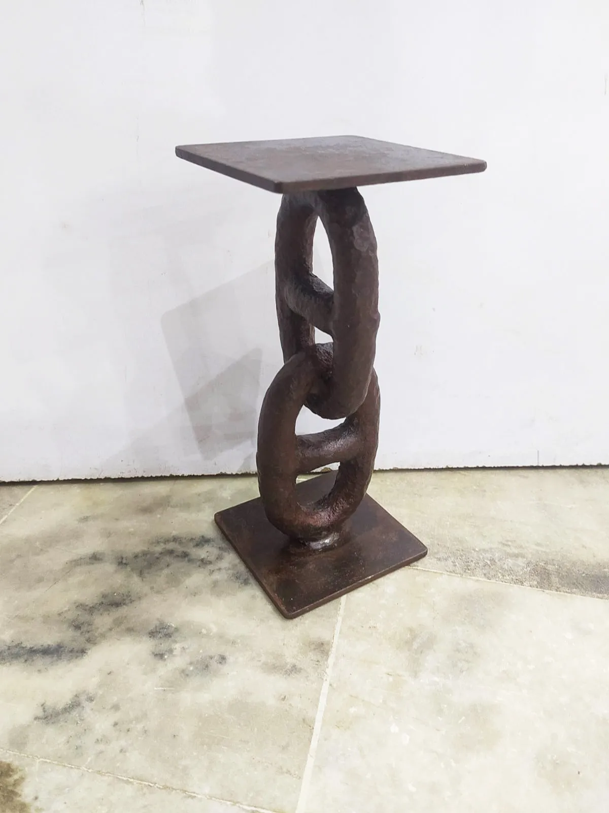 Kerzenhalter 'Kettenglieder', vintage, B 10 cm, T 10 cm, H 23 cm