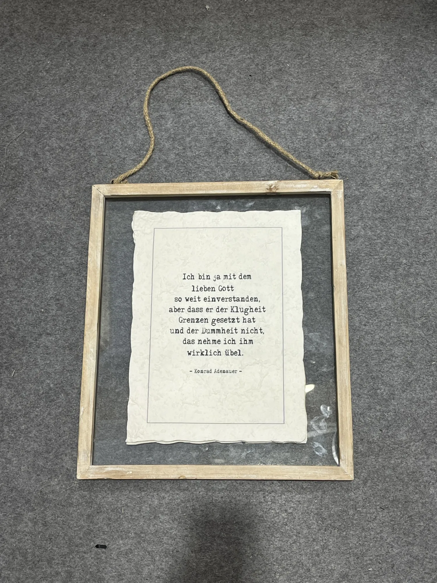 Wandbild 'Konrad Adenauer Zitat', H 38 cm, B 33 cm