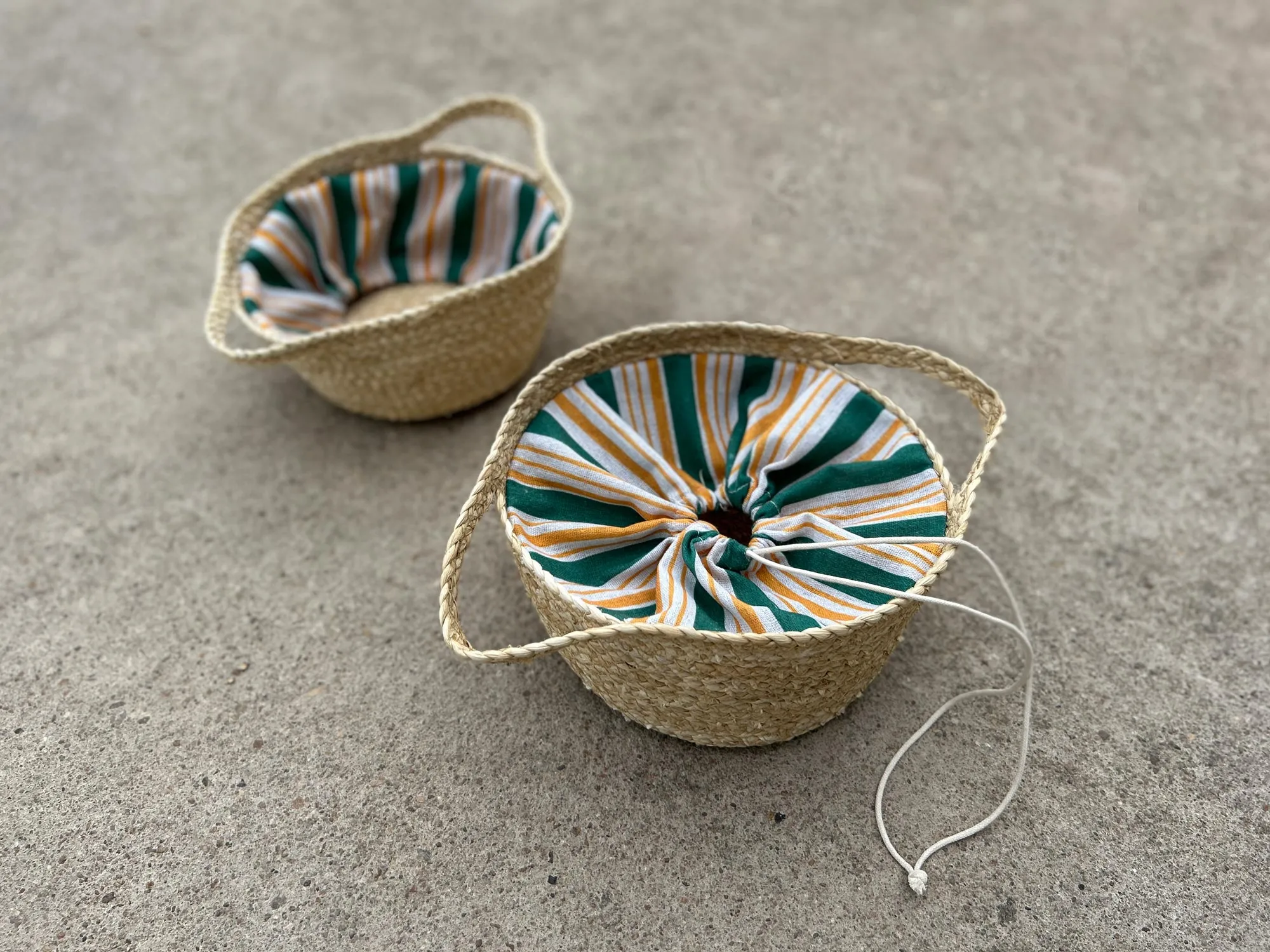 2er-Set Körbe mit Stoffverschluss, natur, multicolor