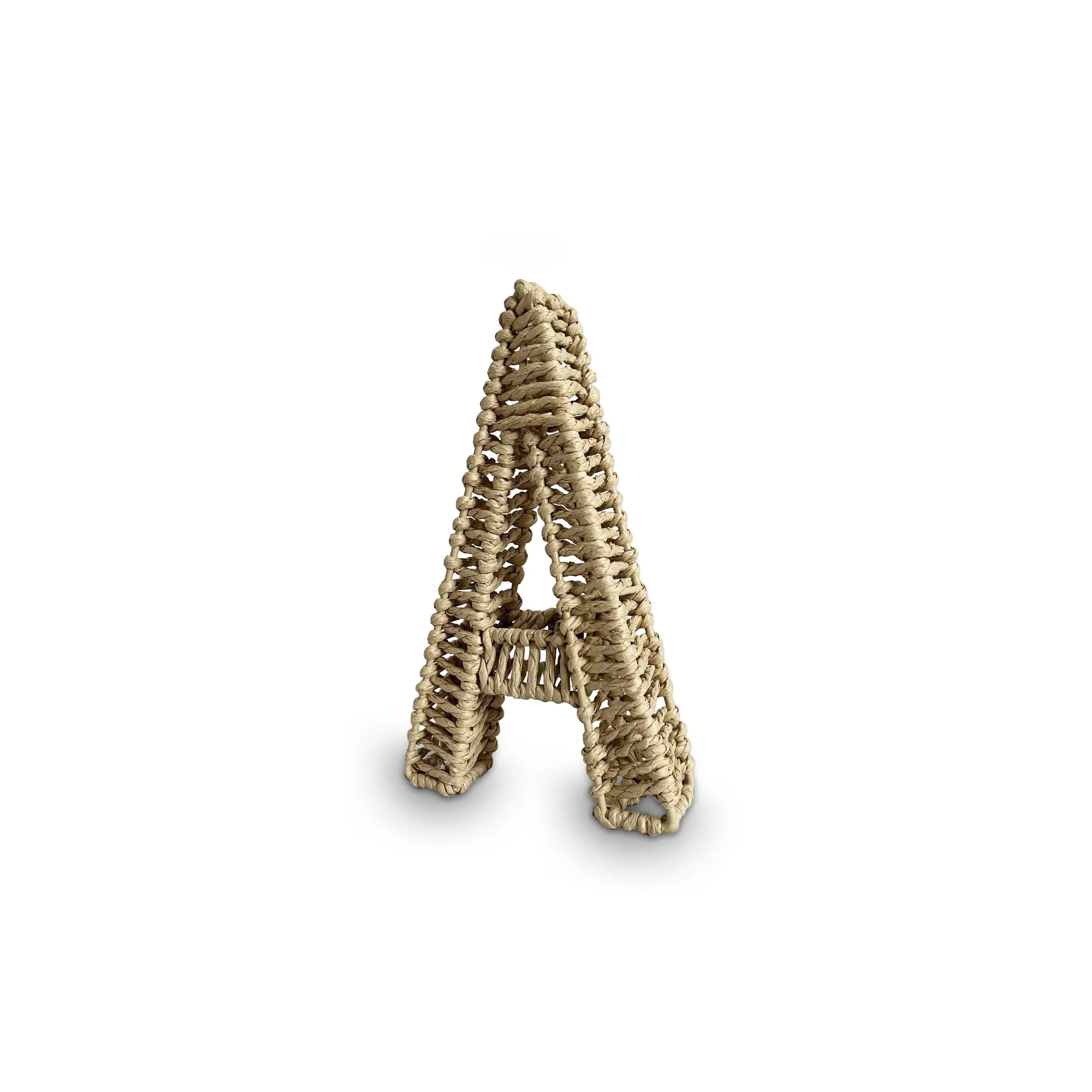 Buchstabe 'A' aus Papiergeflecht, braun, H 20,5 cm, B 12,5 cm, L 3,5 cm