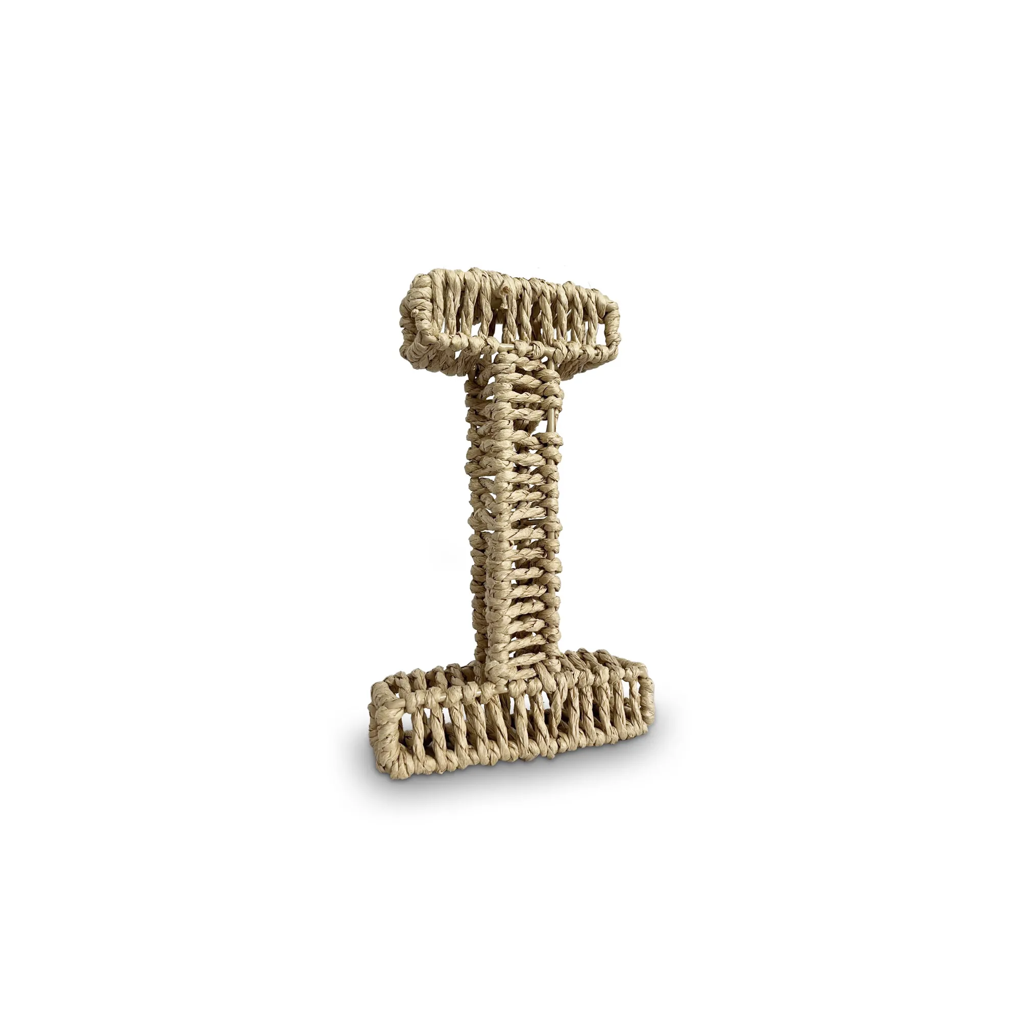Buchstabe 'I' aus Papiergeflecht, braun, H 20,5 cm, B 12,5 cm, L 3,5 cm