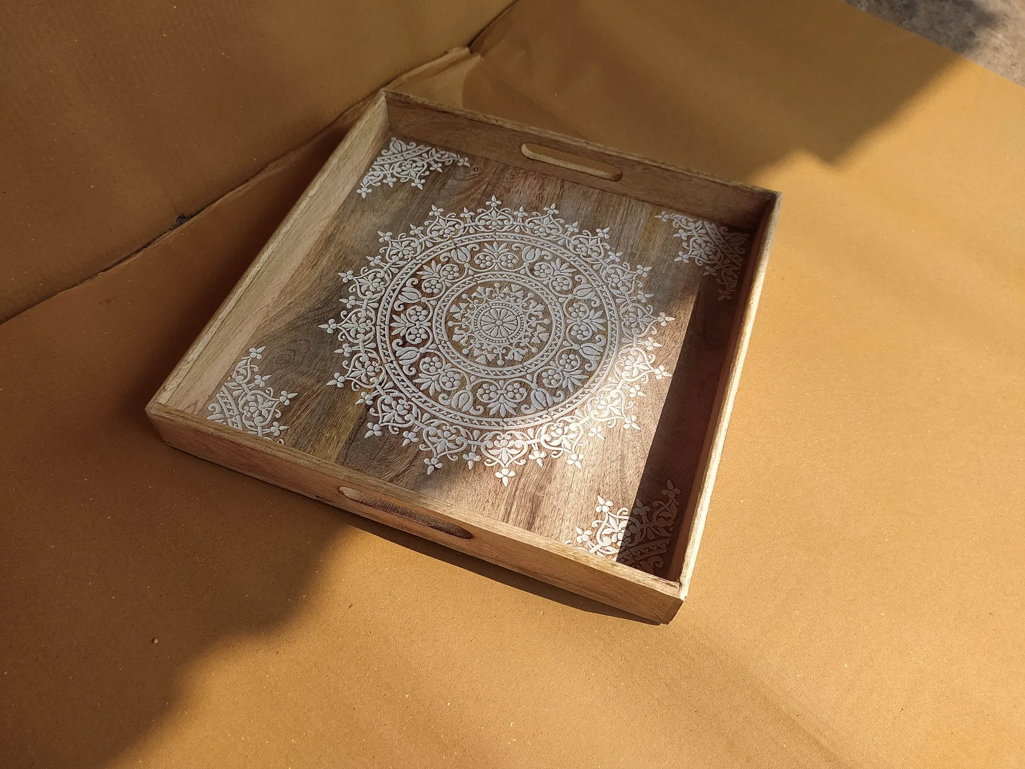 Tablett, quadratisch, B 38 cm, T 38 cm, H 5 cm