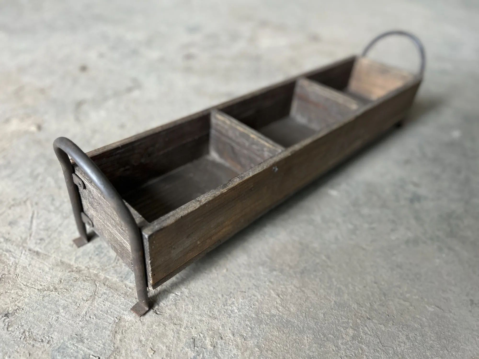 Pflanzkasten mit 3 Fächern, aus recyceltem Holz, B 66 cm, L 15 cm, H 18 cm