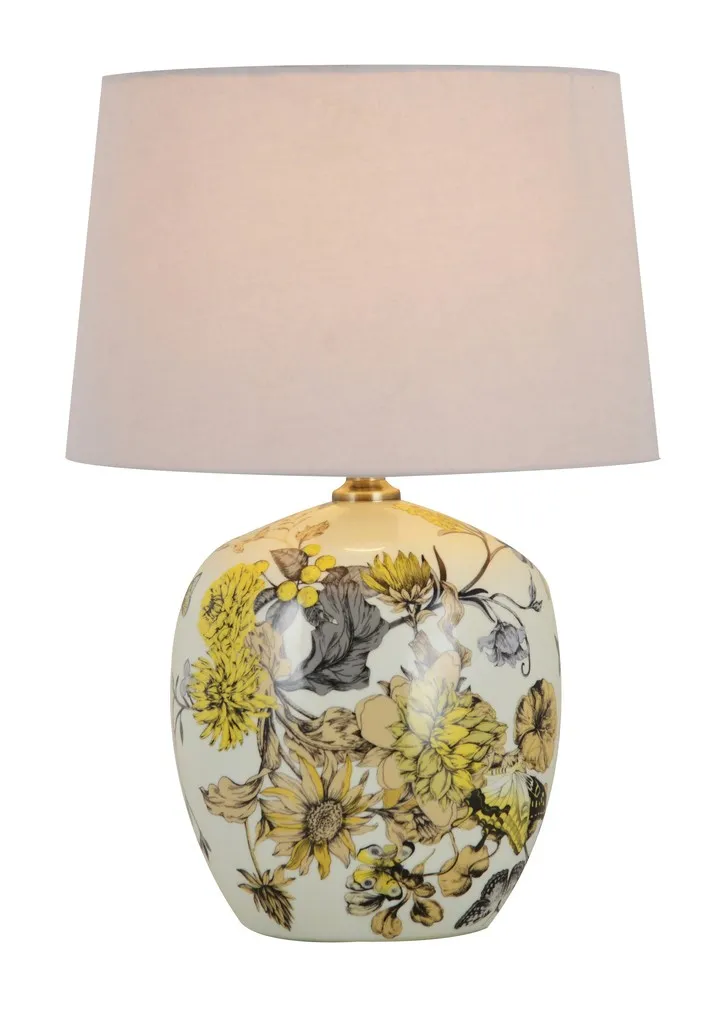 Keramikleuchte 'Feng', weiß-gelb, Ø 21 cm, 32 cm