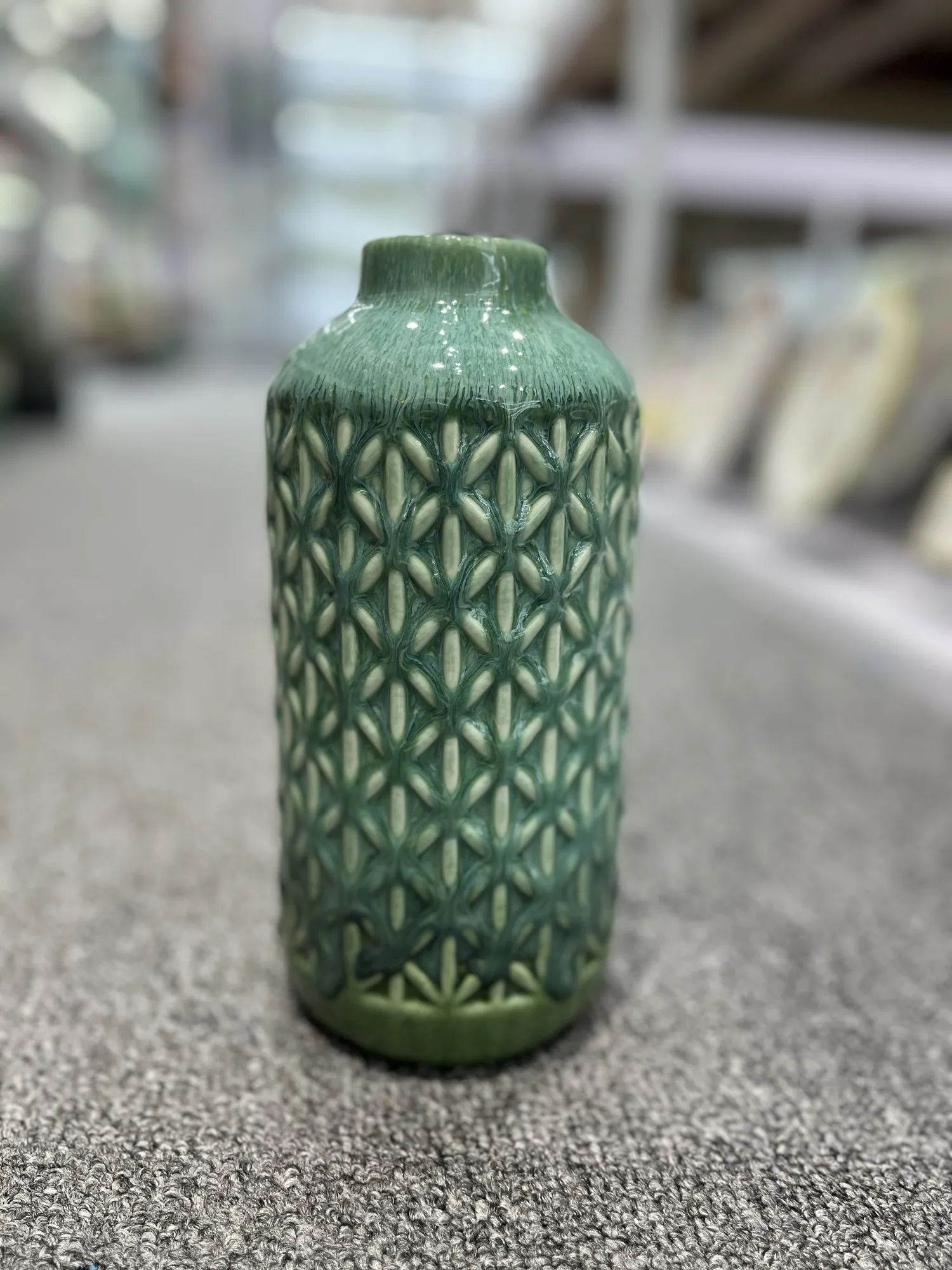 Porzellanvase 'Cralouis', blau-grün, Ø 10,5 cm, H 23 cm