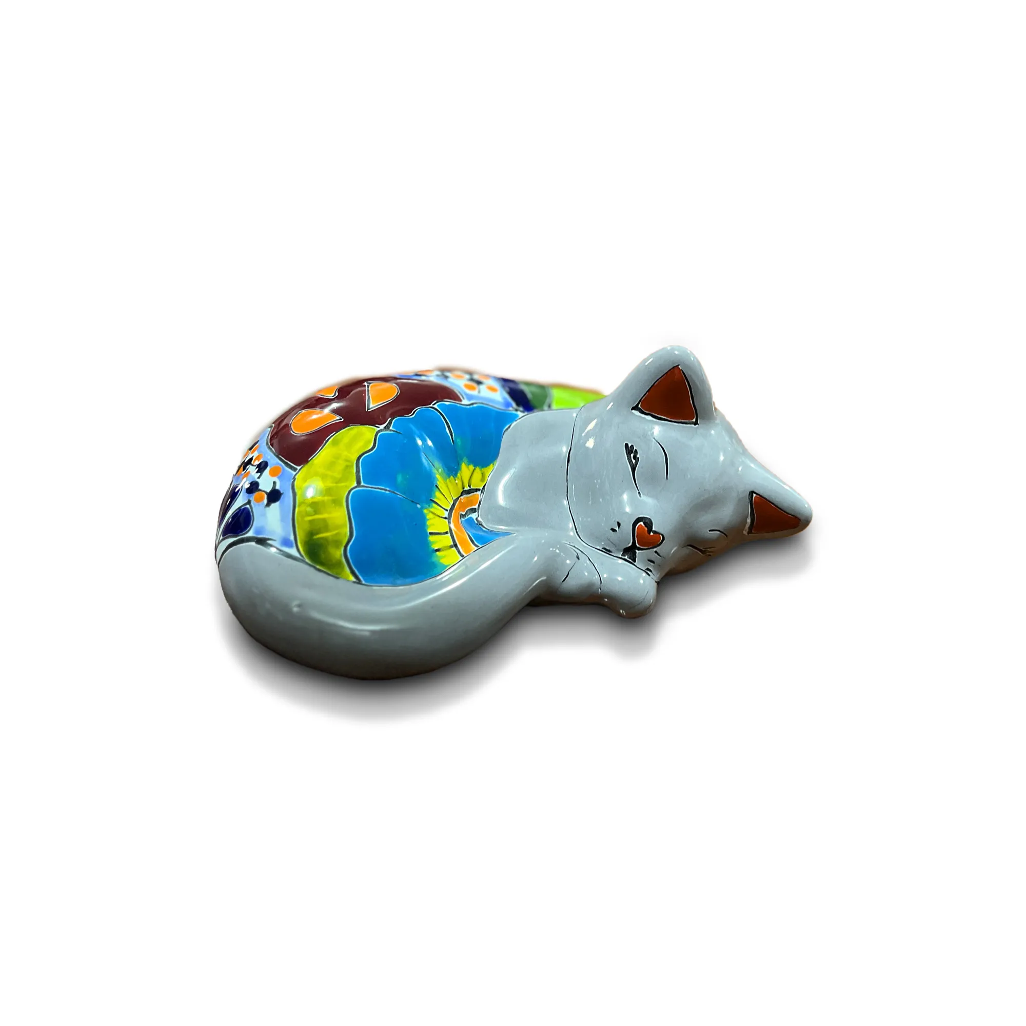 Keramik-Figur 'Katze' grau-multicolor, B 25 cm, L 10 cm, H 6 cm