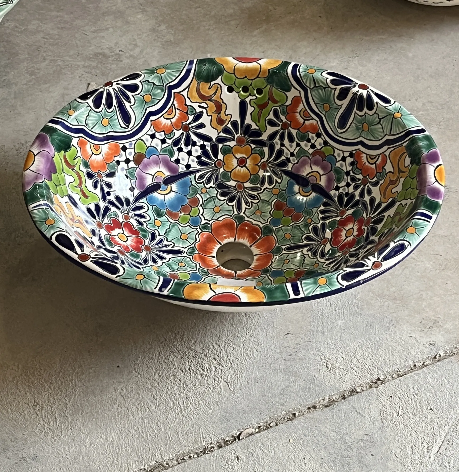 Keramikwaschbecken 'Flowers', multicolor, L 44 cm, B 36 cm, H 16 cm