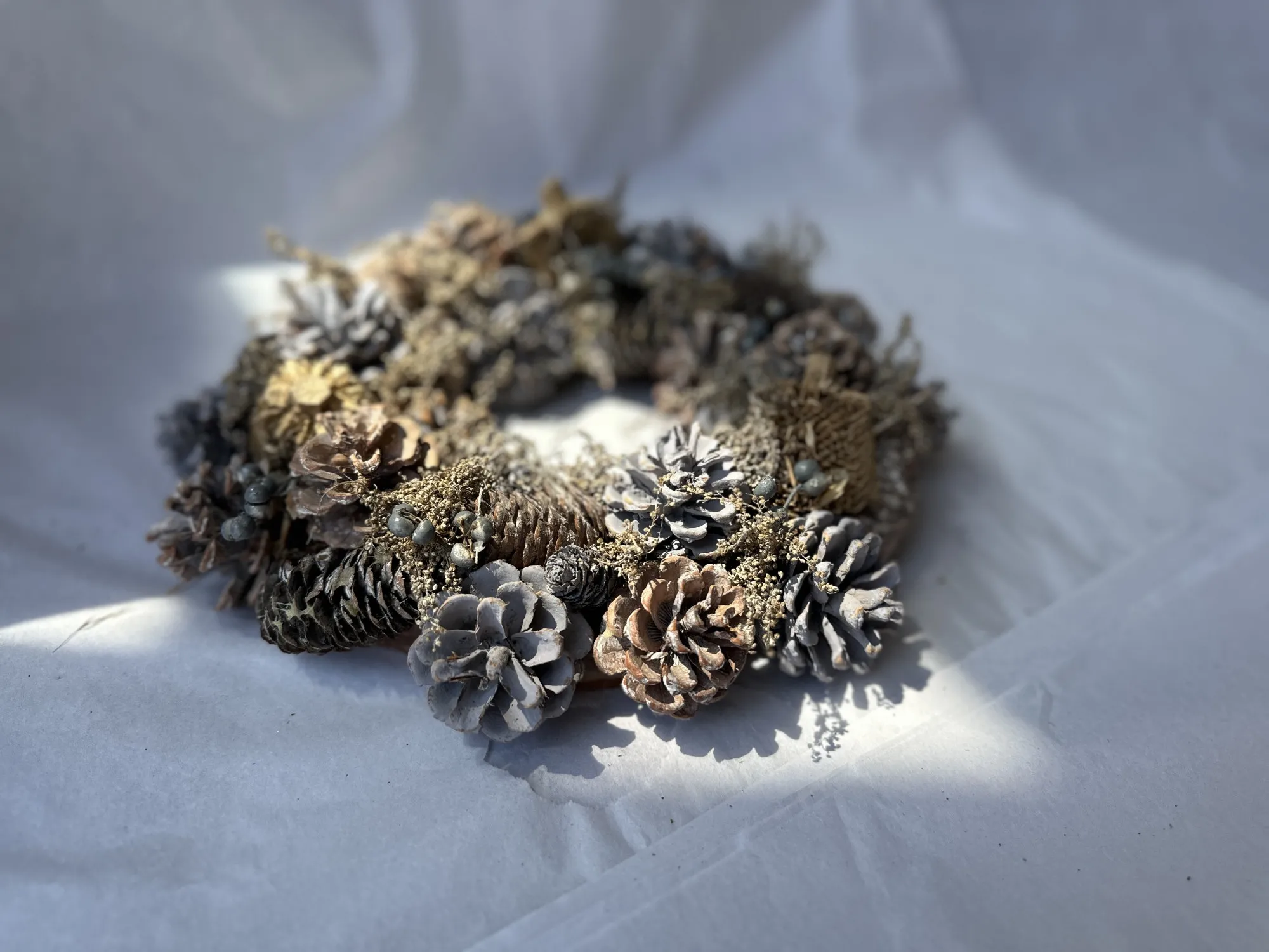 Weihnachtskranz, braun/blau, Ø 30 cm, H 8 cm