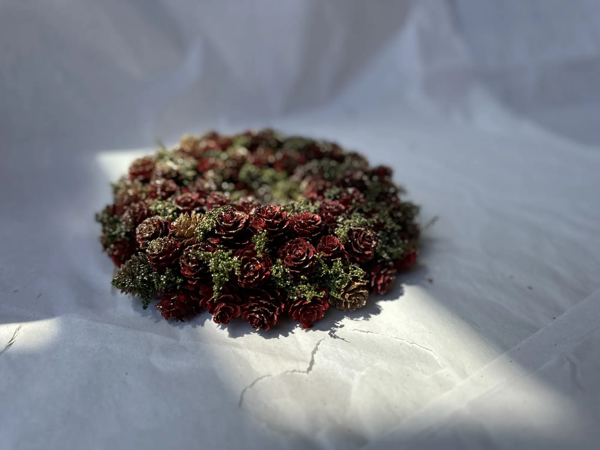 Weihnachtskranz, rot/braun/gold, Ø 22 cm, H 6,5 cm