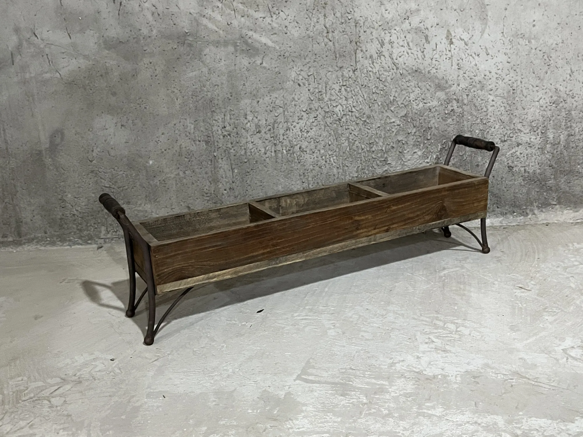 Dreier-Ablage, aus recyceltem Tannenholz, braun, B 77,5 cm, T 15 cm, H 23 cm